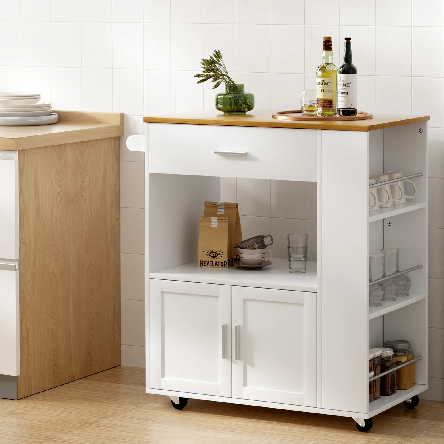Artiss Kitchen Island Trolley Rolling Serving Cart - Image 3