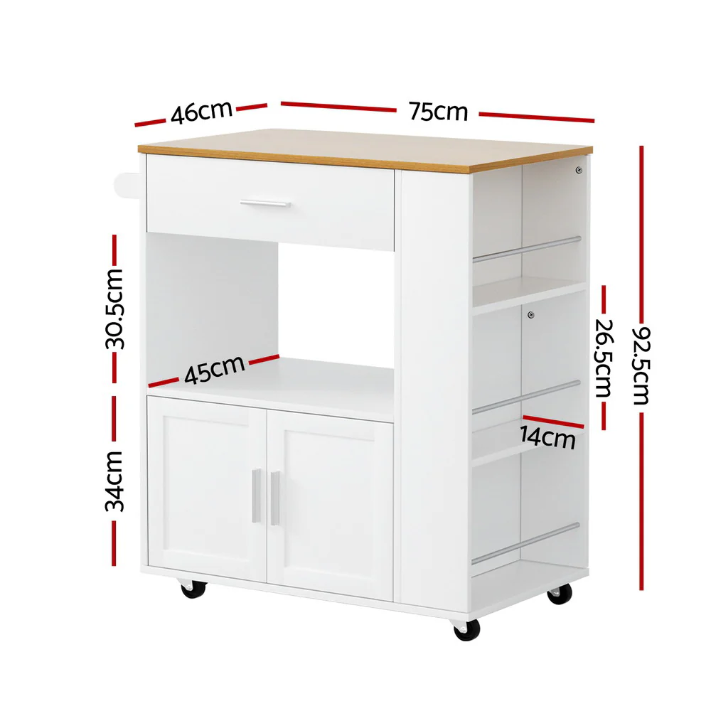 Artiss Kitchen Island Trolley Rolling Serving Cart - Image 4