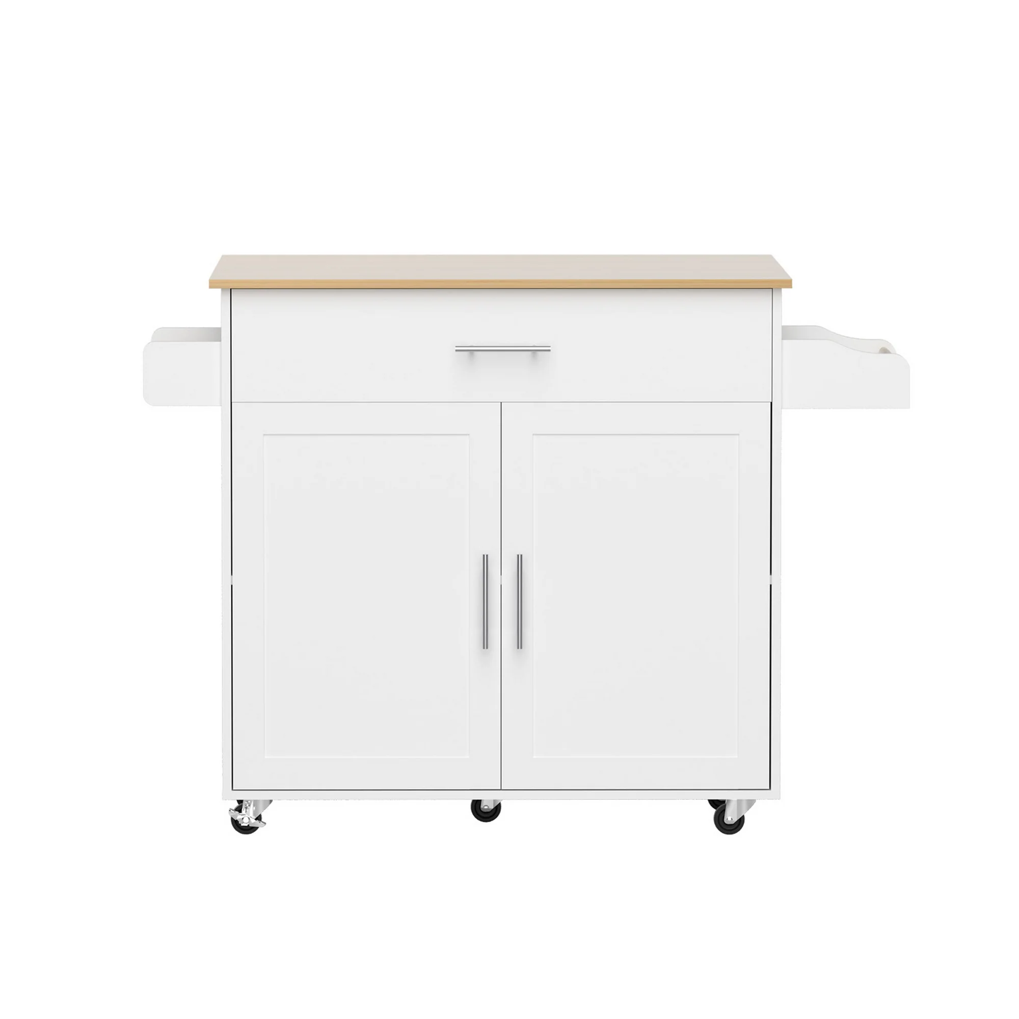 Artiss Kitchen Island Trolley Rolling Serving Cart Storage Drawer Cabinet 90cm White - Image 4