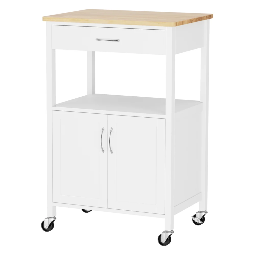 Artiss Kitchen Island Trolley Rolling Serving Cart Storage Drawer Cupboard 60cm-White
