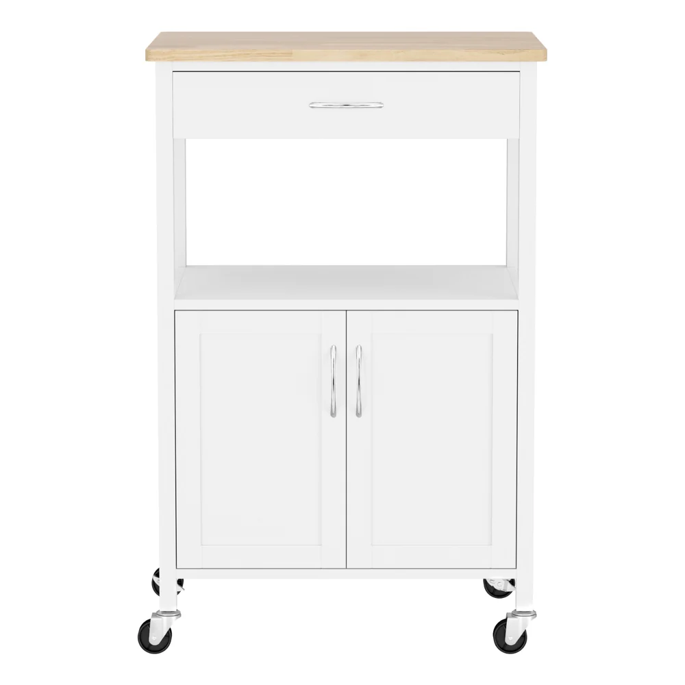 Artiss Kitchen Island Trolley Rolling Serving Cart Storage Drawer Cupboard 60cm-White - Image 3