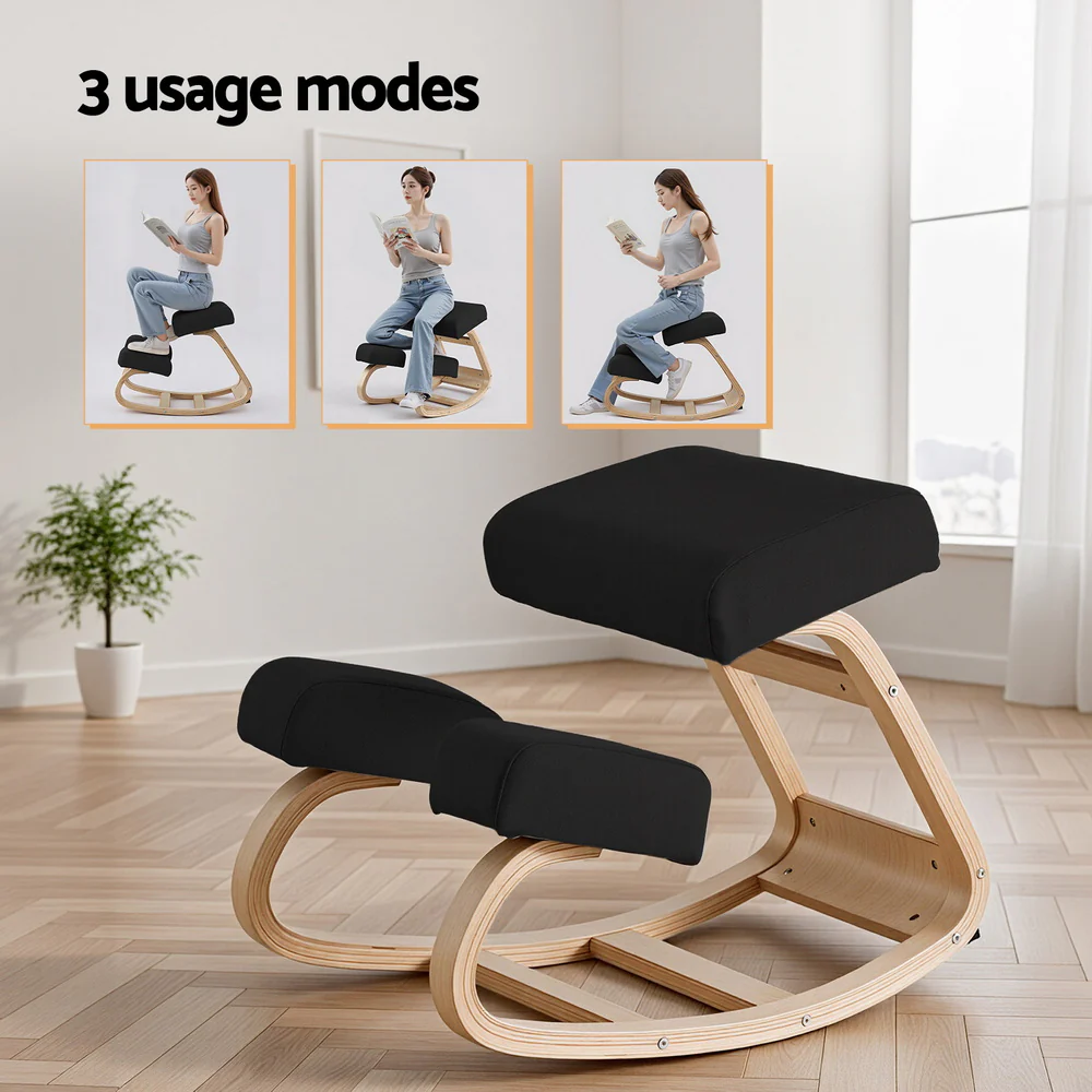 Artiss Kneeling Chair Ergonomic Posture Chair with Memory Foam Balance Stool for Home Office Gaming 120kg Weight Capacity Black - Image 5