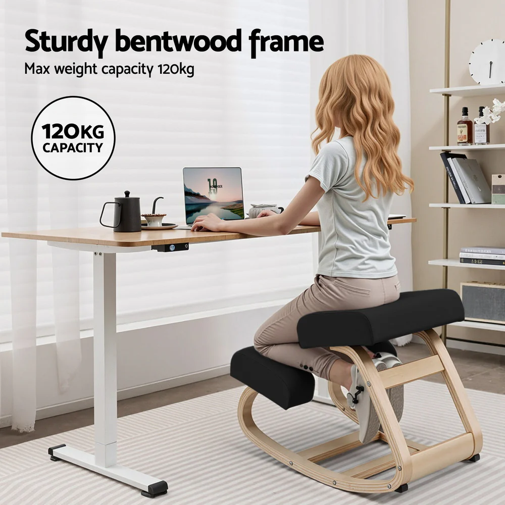 Artiss Kneeling Chair Ergonomic Posture Chair with Memory Foam Balance Stool for Home Office Gaming 120kg Weight Capacity Black - Image 6