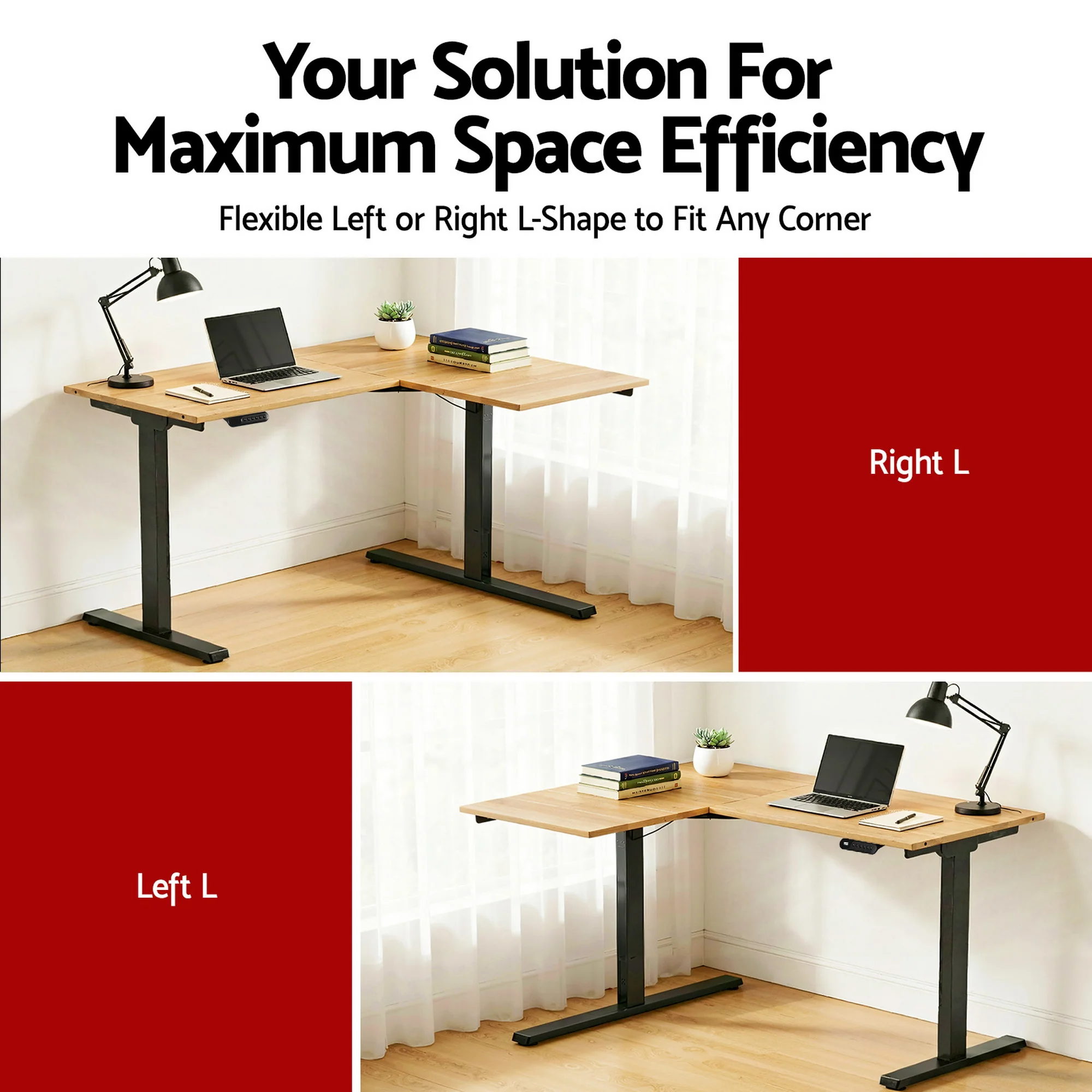 Artiss L-Shape Electric Standing Desk Sit Stand Up Height Adjustable Motorised - Image 6