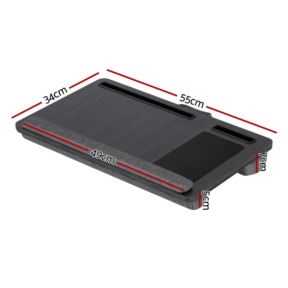 Artiss Lap Desk Laptop DeskS Portable w/ Wrist-rest Phone Slot Mouse Pad 55CM BLACK - Image 2