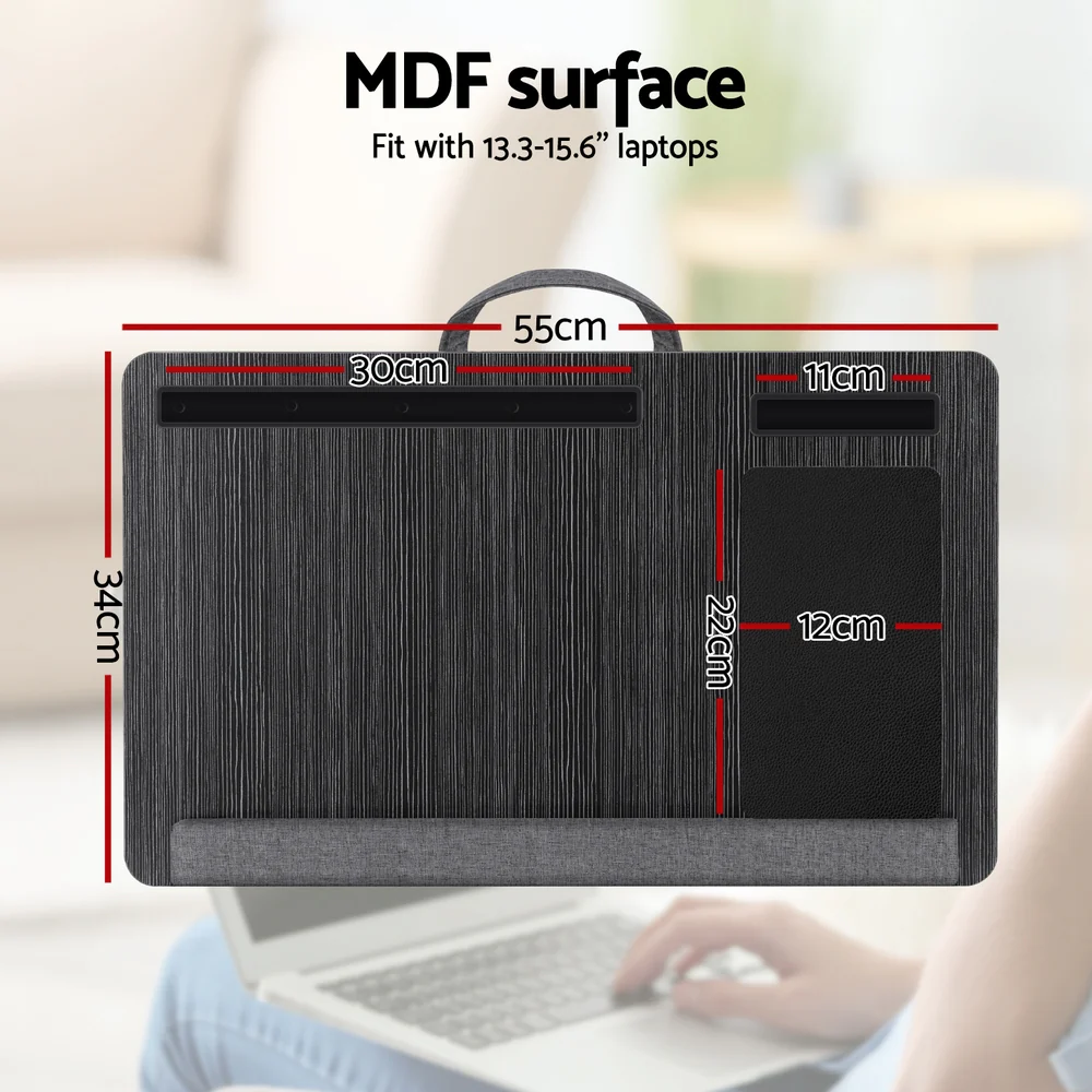 Artiss Lap Desk Laptop DeskS Portable w/ Wrist-rest Phone Slot Mouse Pad 55CM BLACK - Image 4