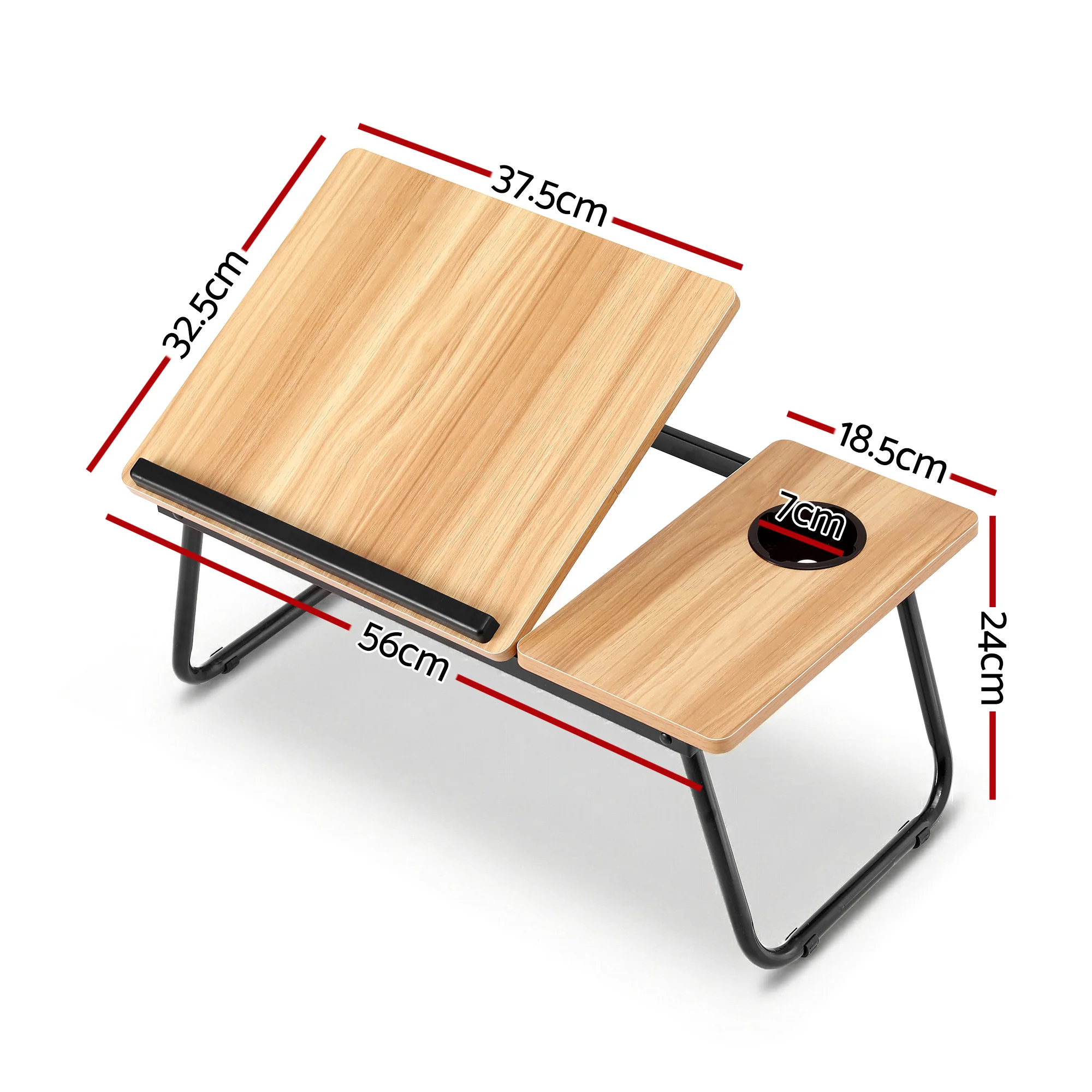 Artiss Laptop Desk Bed Table Foldable Portable Desktop Oak - Image 3
