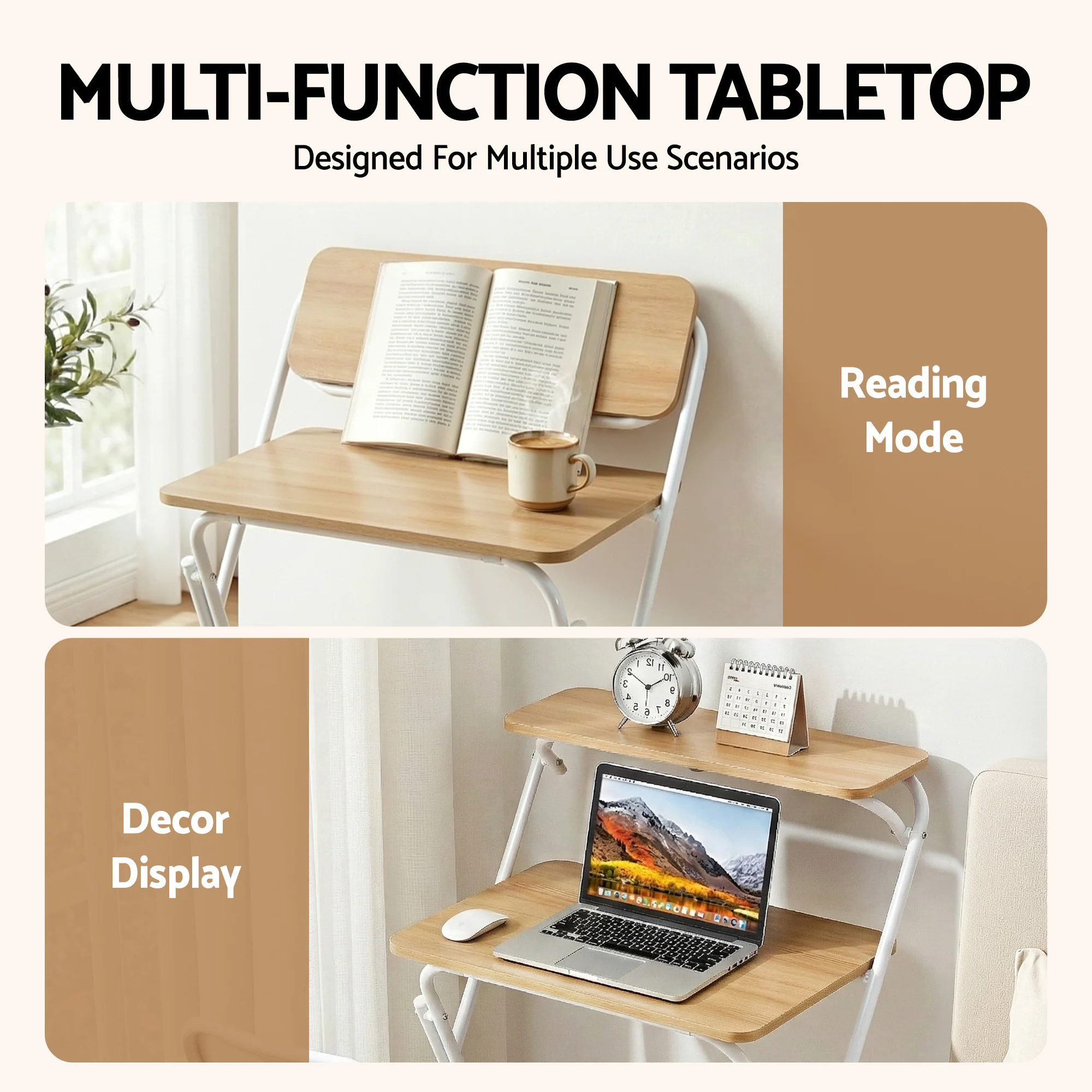 Artiss Laptop Desk Computer Foldable Study Desk Home Office Oak - Image 7