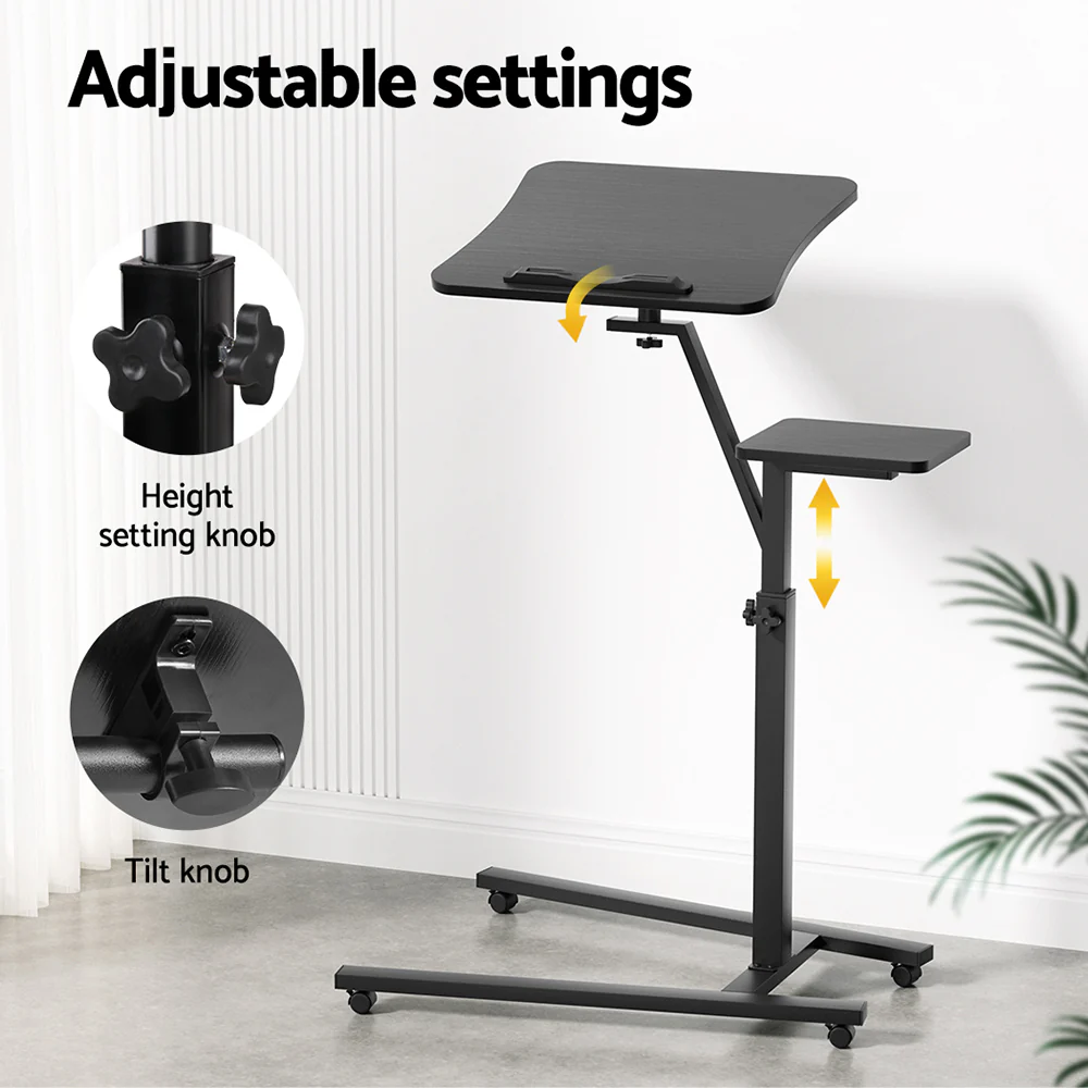 Artiss Laptop Desk Computer Table Height Adjustable Tiltable Mouse Board Black - Image 4