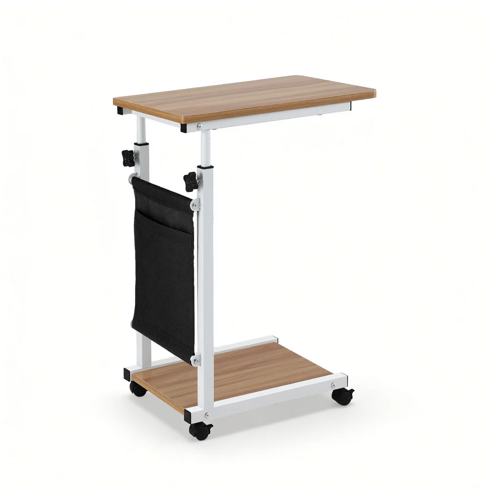 Artiss Laptop Desk Height Adjustable Mobile Workstation Computer Desks 48CM Oak - Image 3