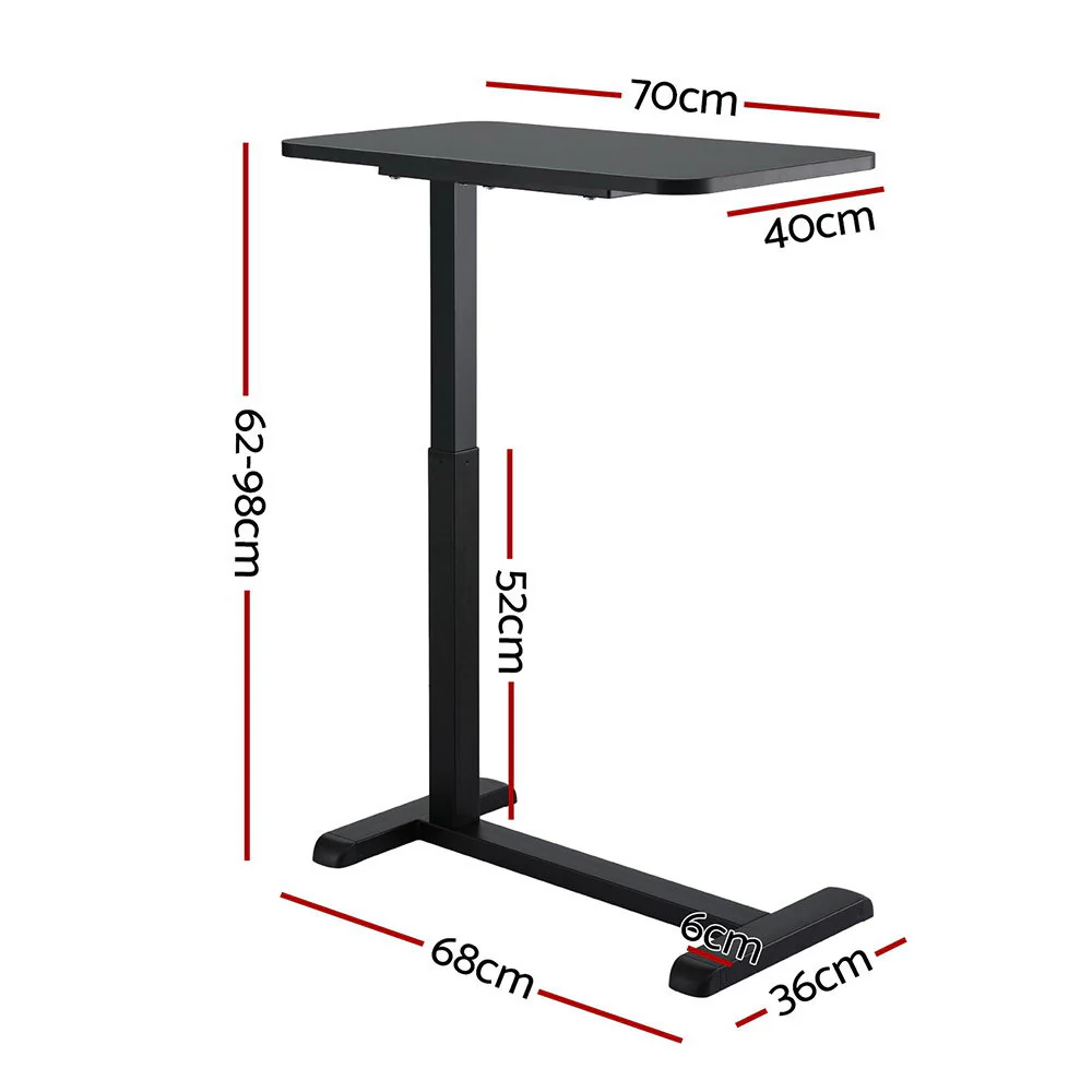 Artiss Laptop Desk Height Adjustable Mobile Workstation Computer Desks 70CM BLACK - Image 2