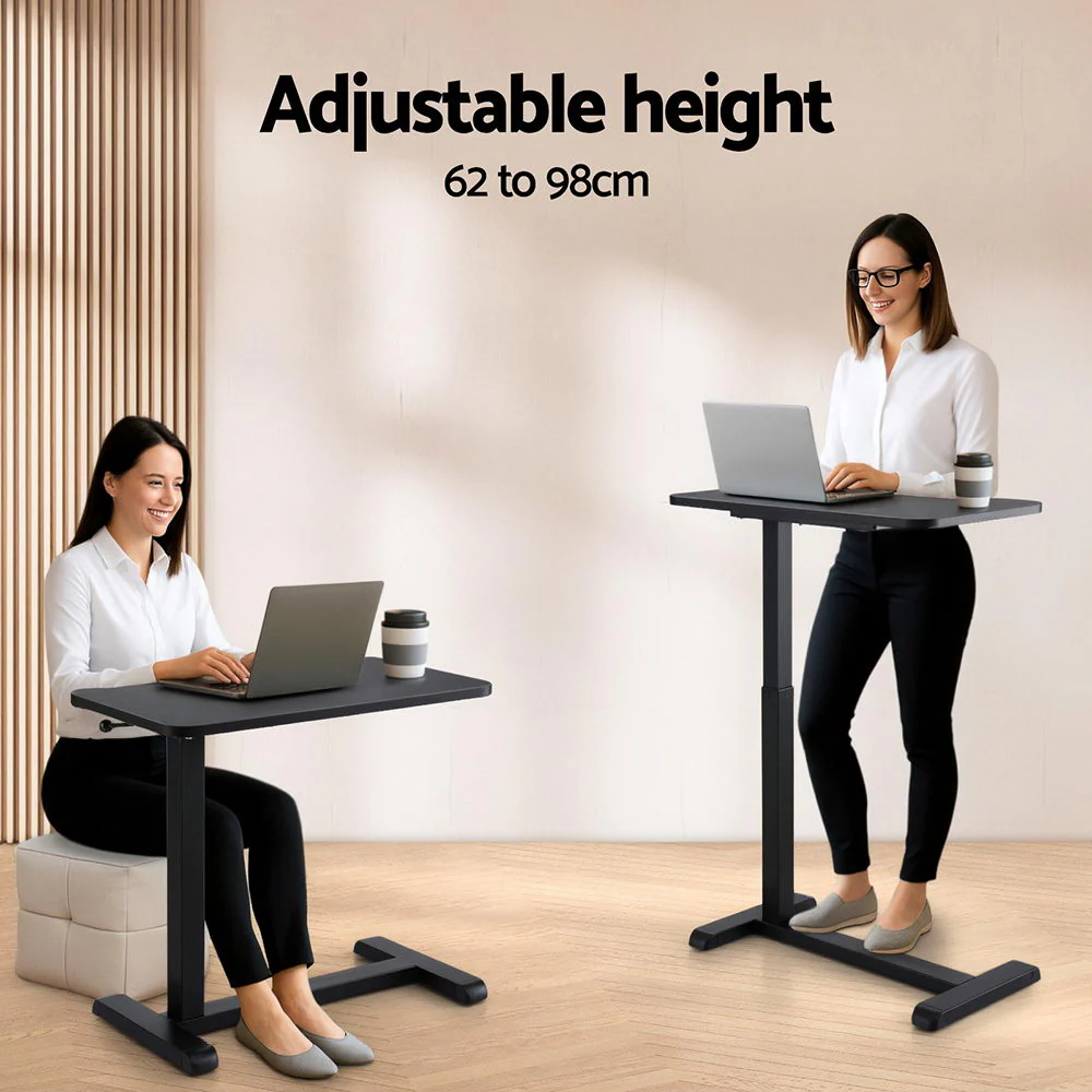 Artiss Laptop Desk Height Adjustable Mobile Workstation Computer Desks 70CM BLACK - Image 5