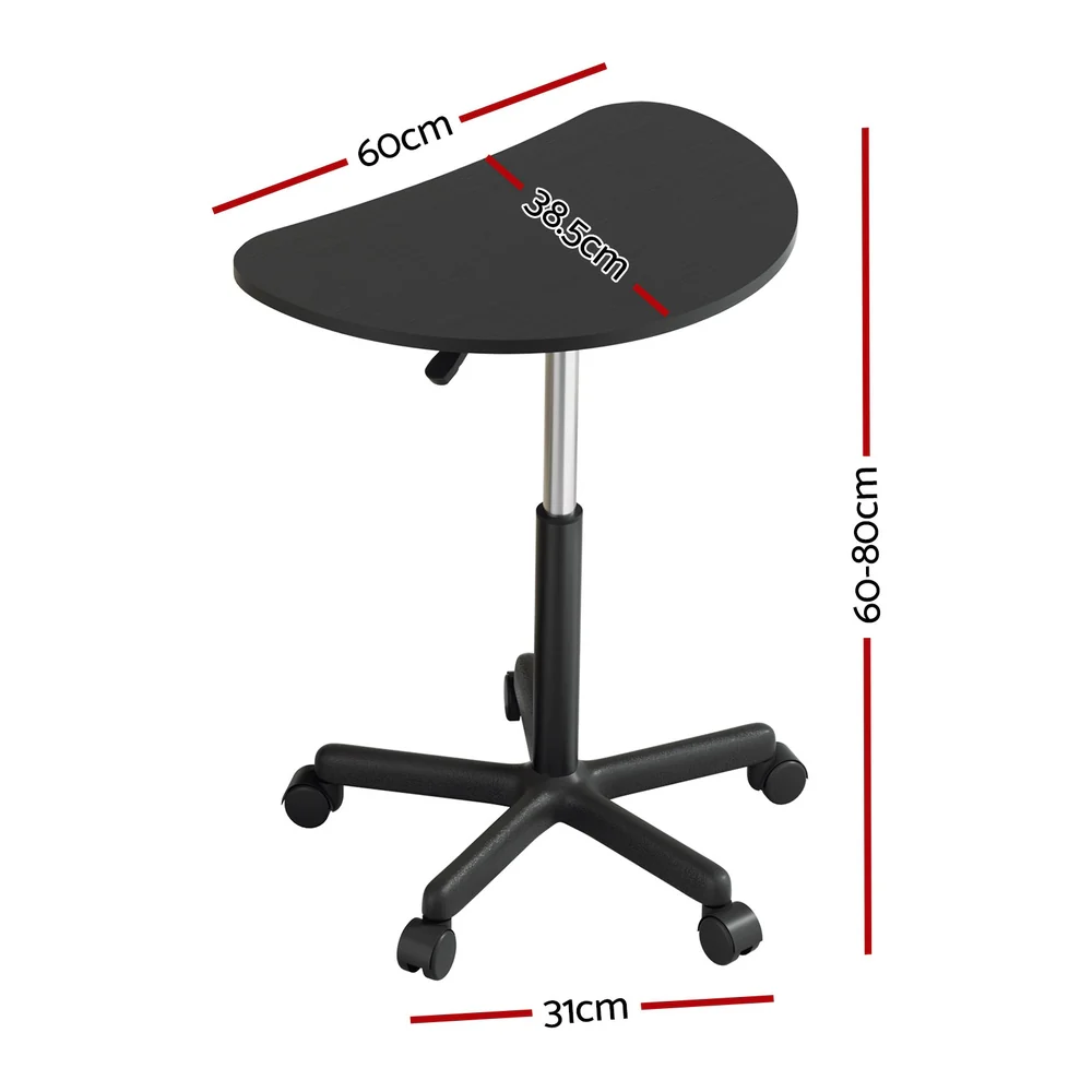 Artiss Laptop Desk Portable Height Adjustable Table Caster Wheels 60CM Black - Image 2