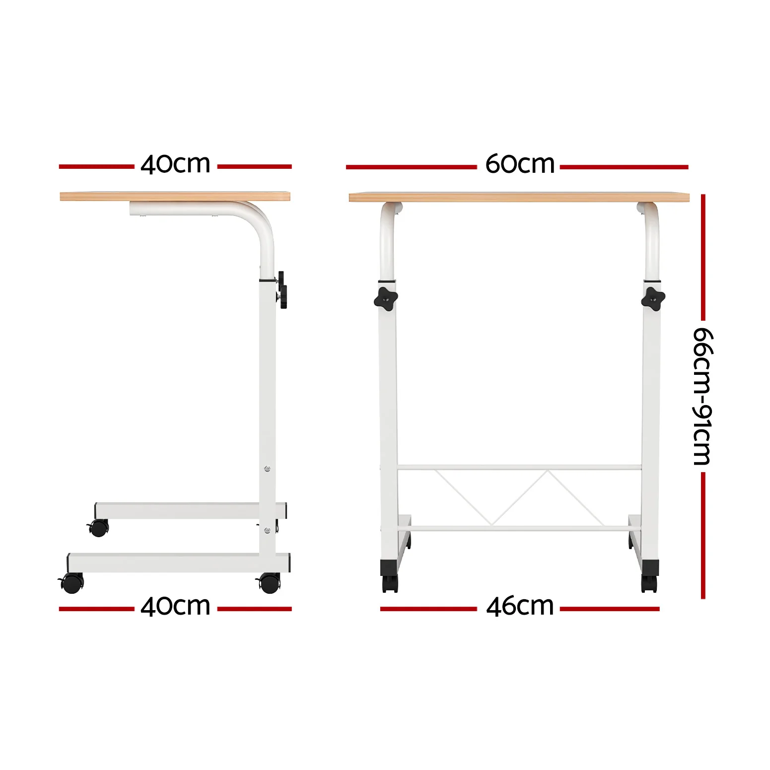 Artiss Laptop Desk Table Adjustable 60CM Light Wood - Image 3