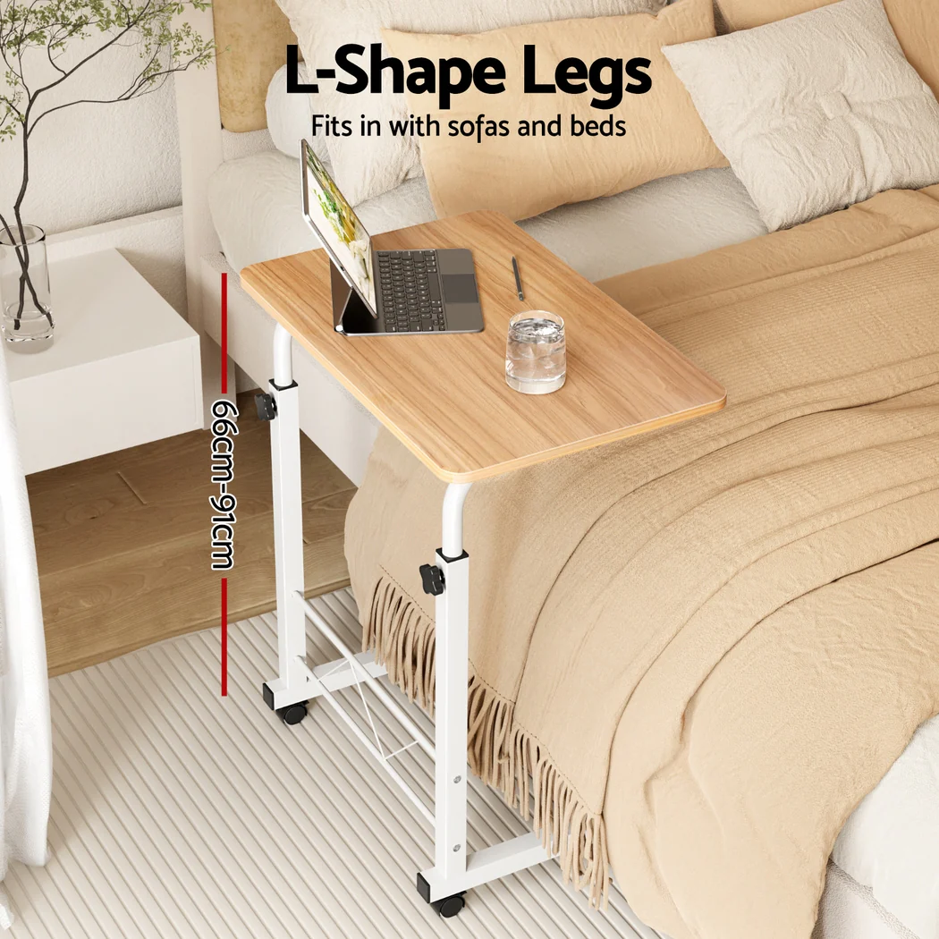 Artiss Laptop Desk Table Adjustable 60CM Light Wood - Image 5