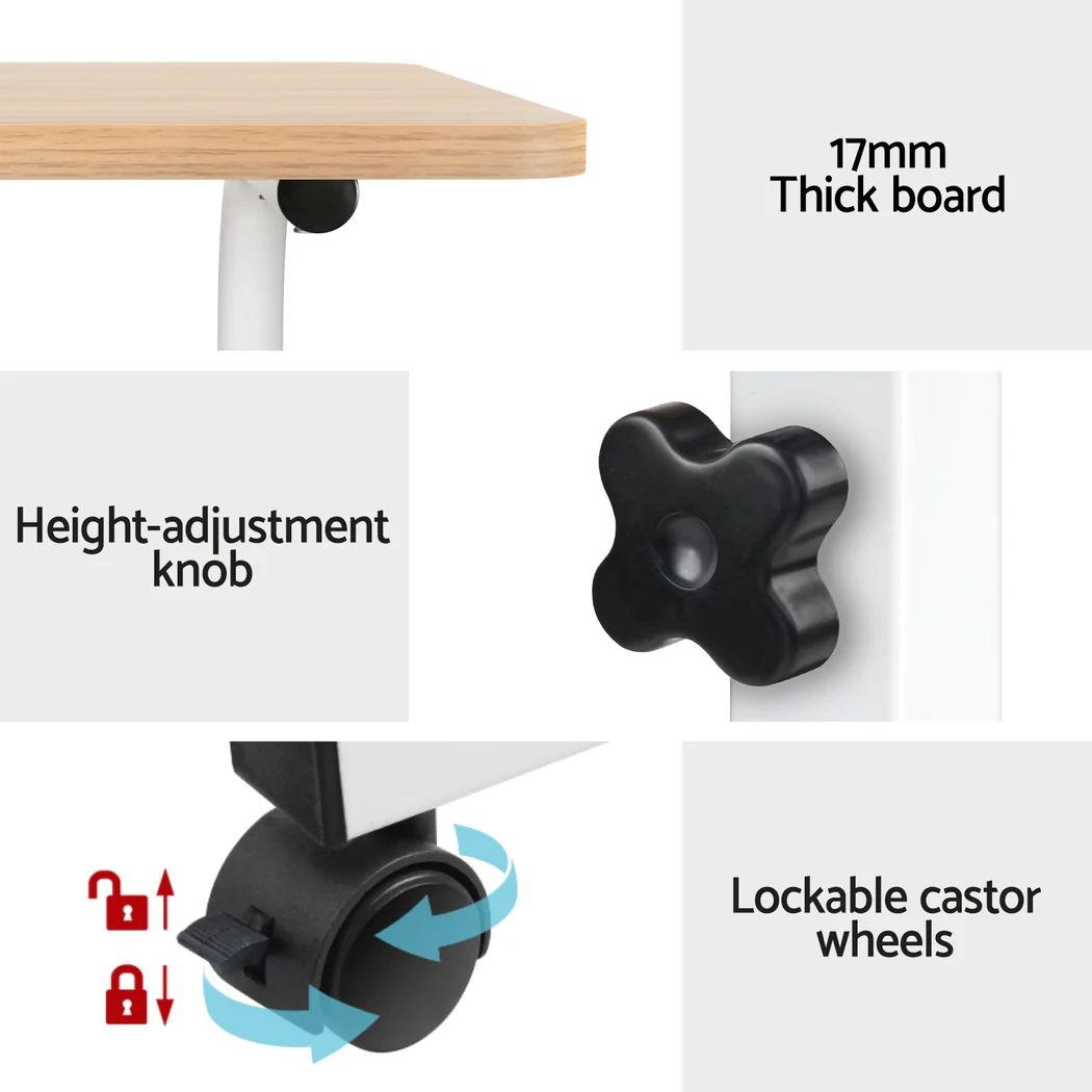 Artiss Laptop Desk Table Adjustable 60CM Light Wood - Image 7