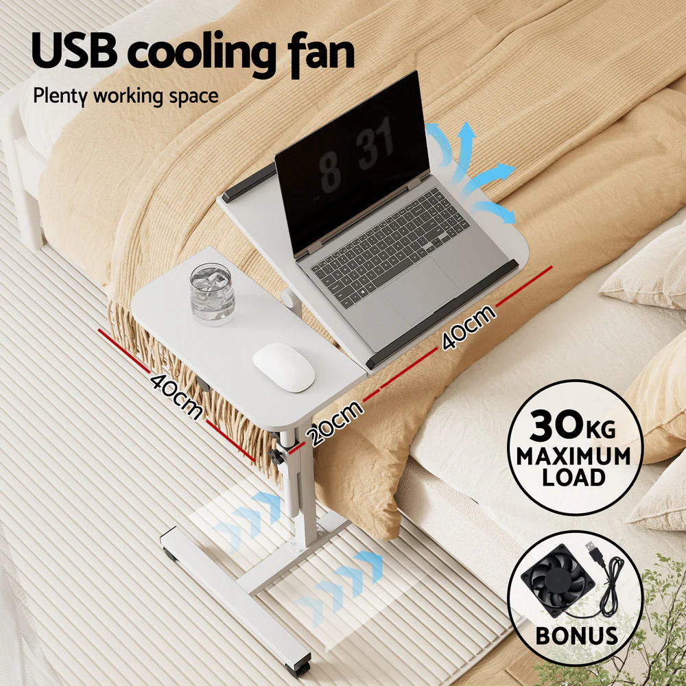 Artiss Laptop Desk Table Fan Cooling White 60CM - Image 5