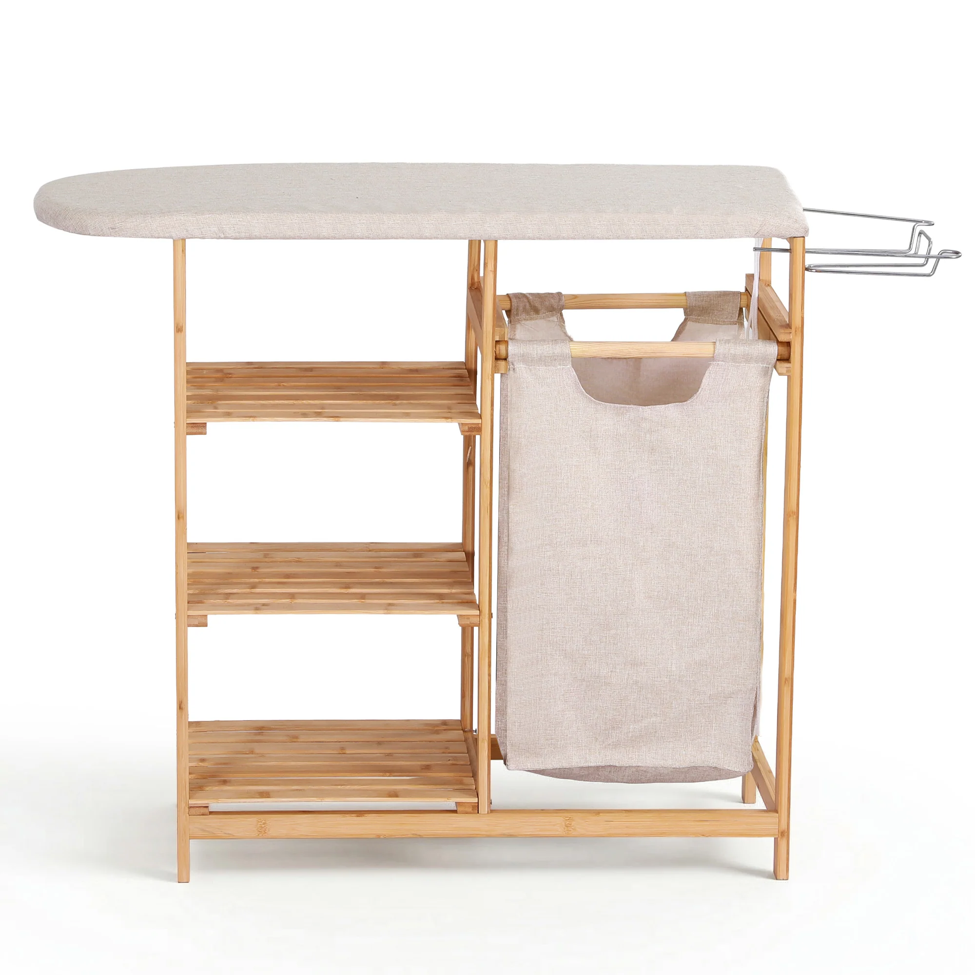 Artiss Laundry Basket Hamper with Ironing Board Bamboo - Image 4