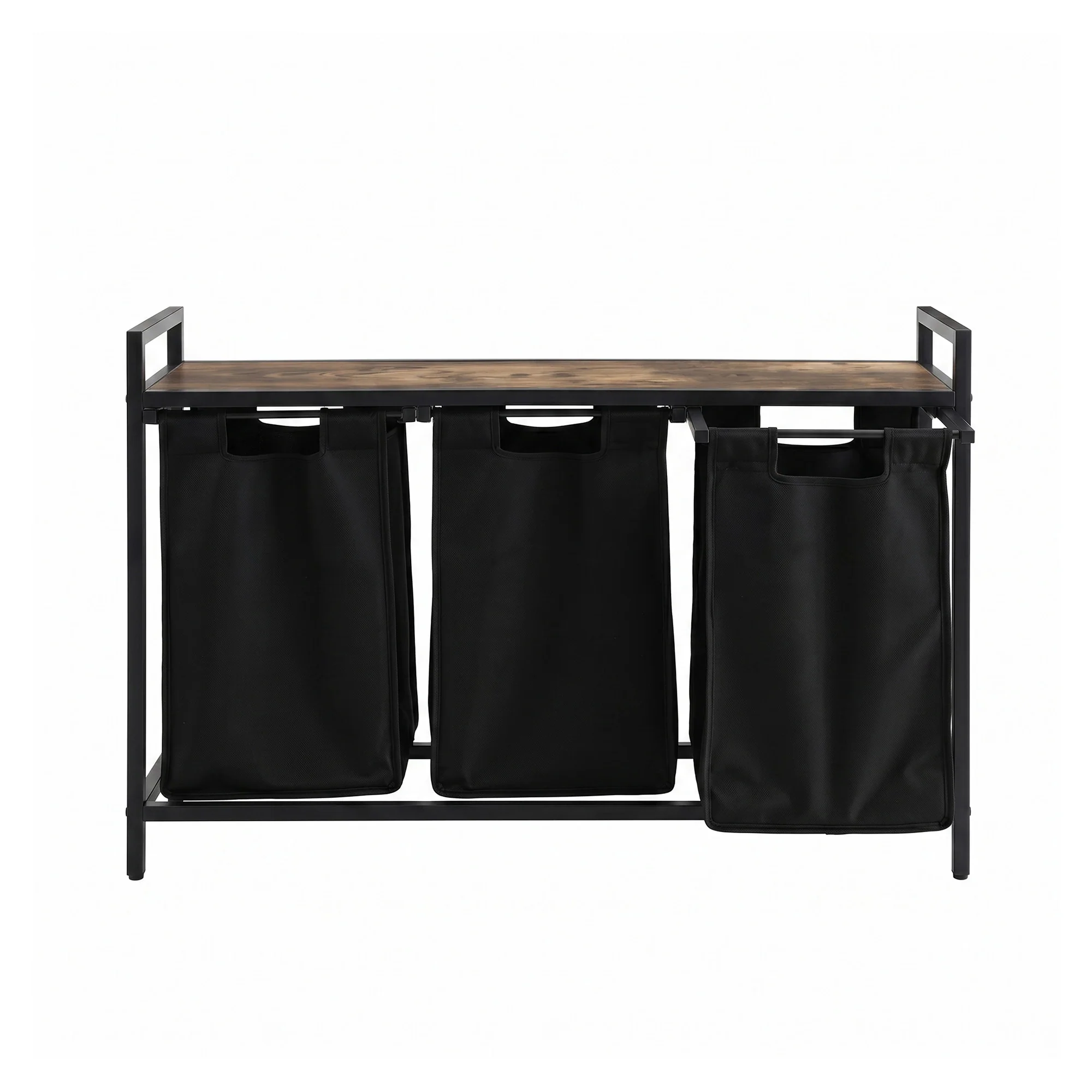 Artiss Laundry Basket with 3 Pull-out Bags Metal Frame Black - Image 4