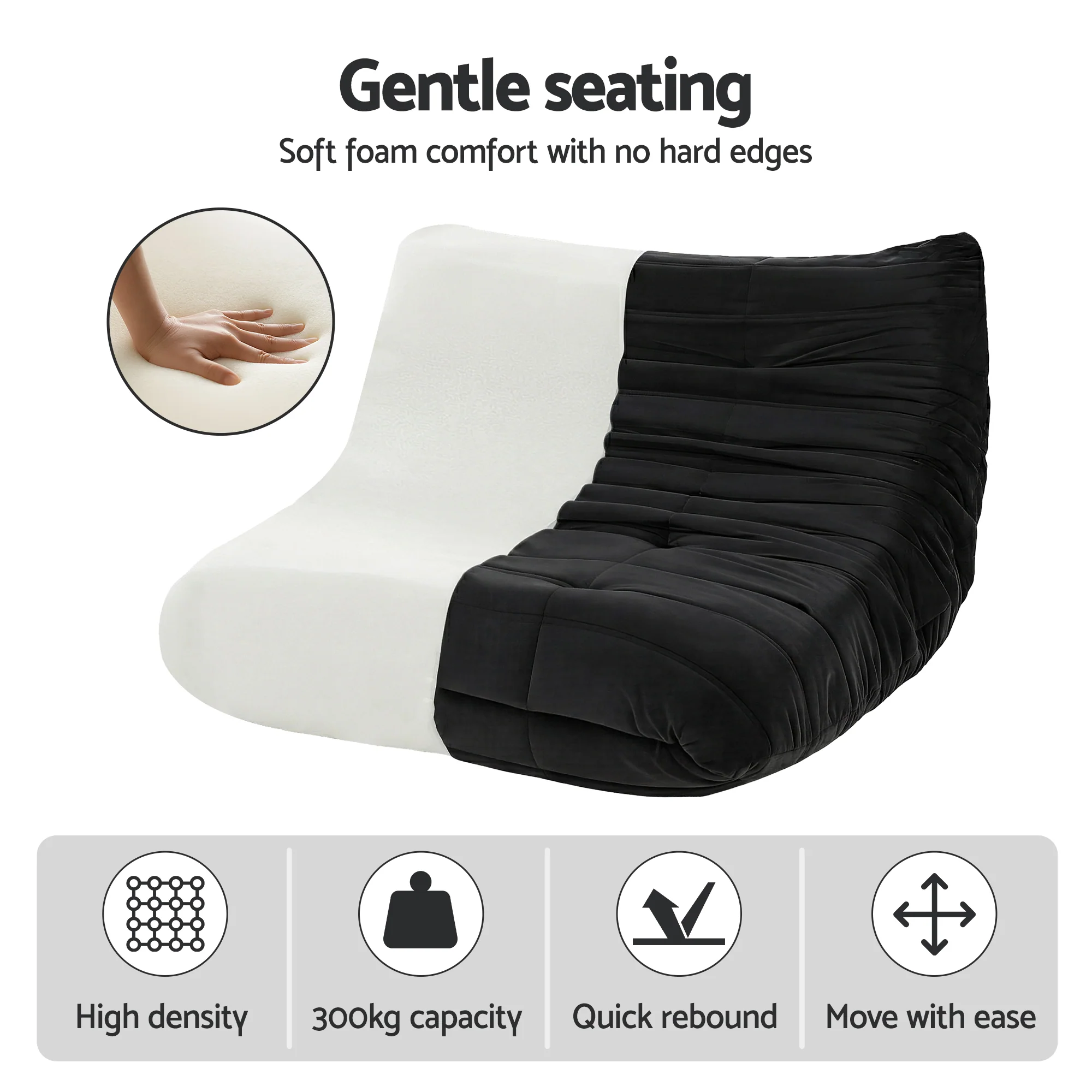 Artiss Lazy Sofa 2 Seaters Accent Caterpillar Chair Floor Couch Armless Lounge - Image 7