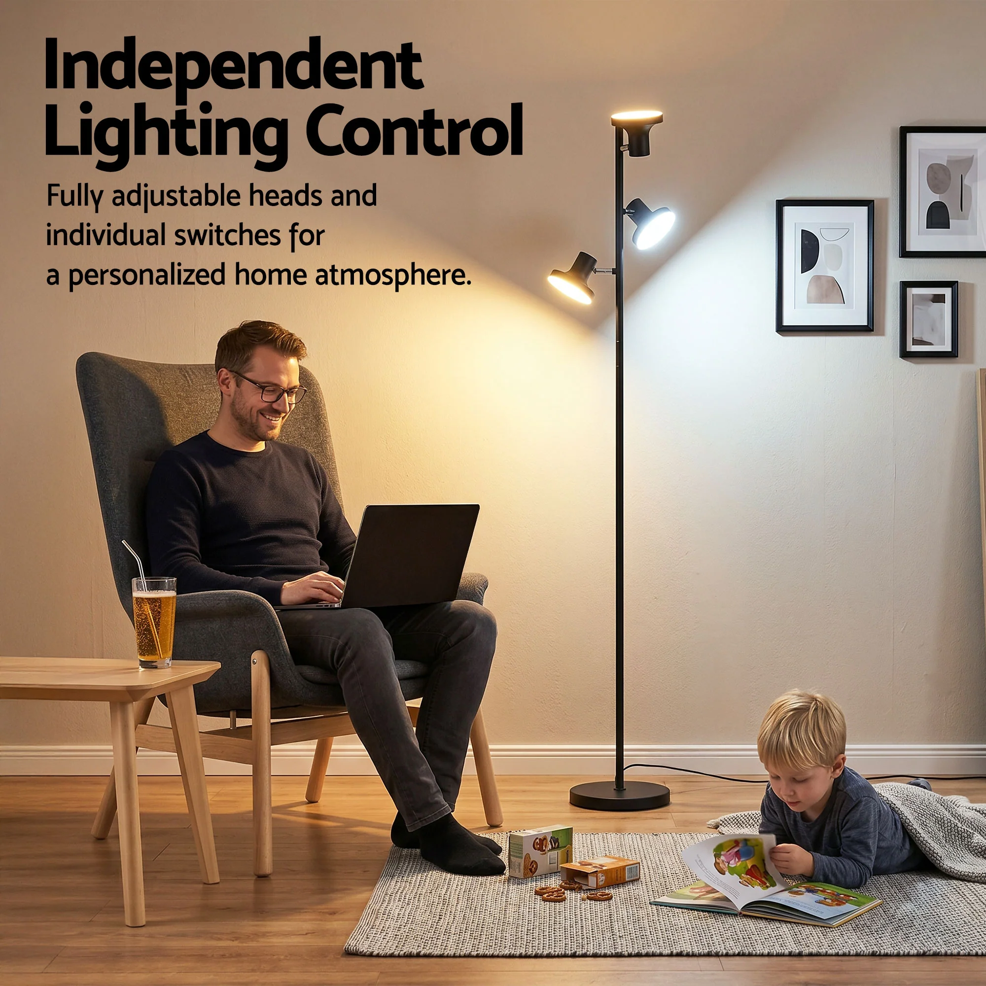 Artiss LED Tree Floor Lamp, 36W Modern Dimmable Standing Lamp with Remote & Touch Control, 4 Color Temperatures, 3 Rotatable LED Light Floor Lamps for Living Room, Bedroom, Office - Image 5
