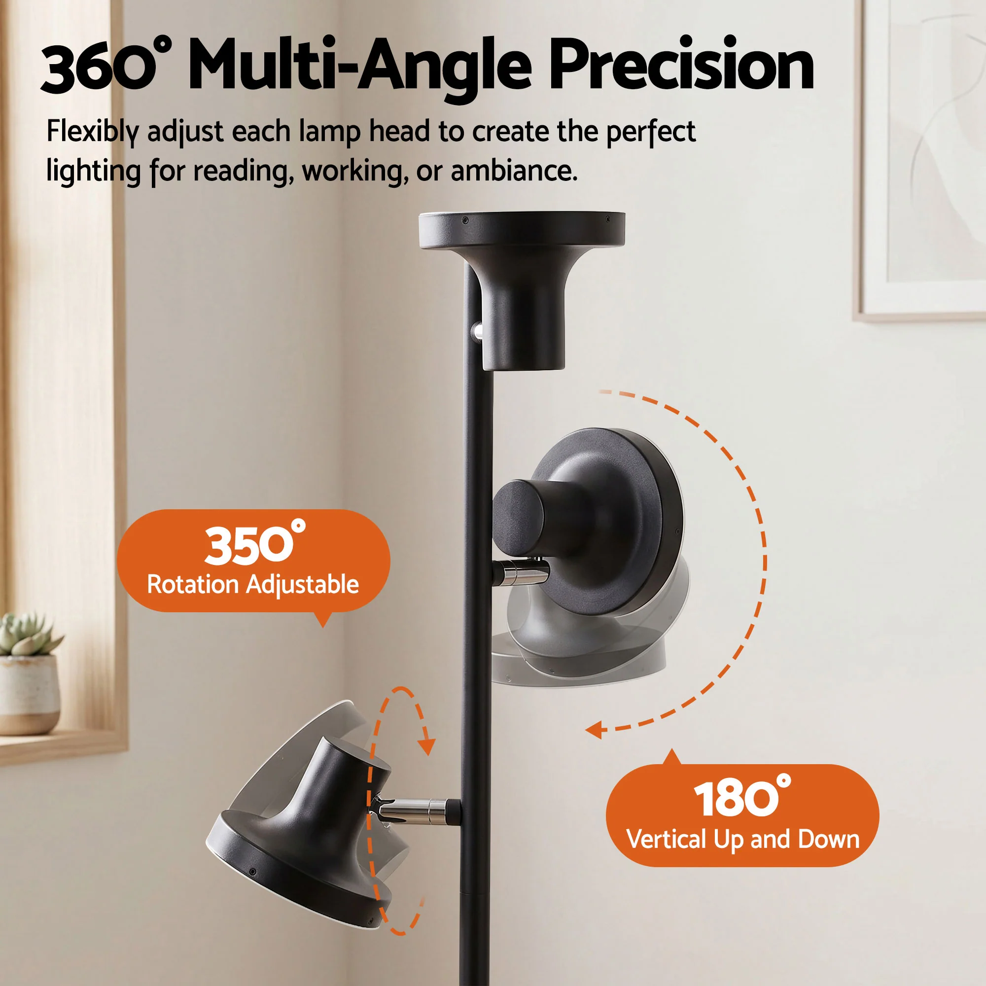 Artiss LED Tree Floor Lamp, 36W Modern Dimmable Standing Lamp with Remote & Touch Control, 4 Color Temperatures, 3 Rotatable LED Light Floor Lamps for Living Room, Bedroom, Office - Image 6