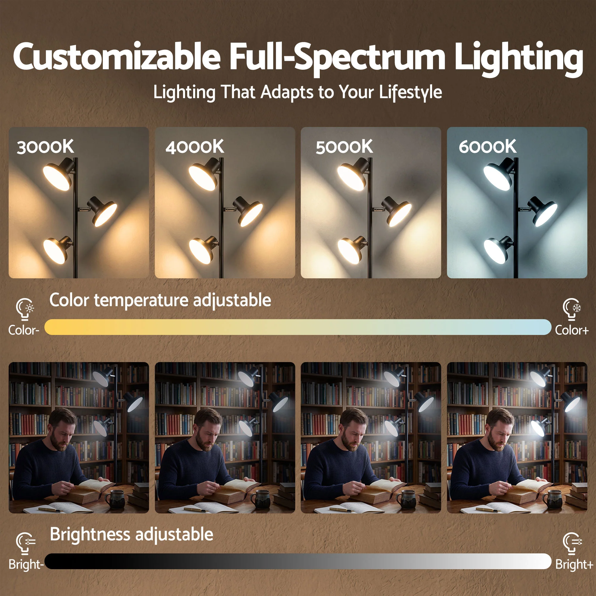 Artiss LED Tree Floor Lamp, 36W Modern Dimmable Standing Lamp with Remote & Touch Control, 4 Color Temperatures, 3 Rotatable LED Light Floor Lamps for Living Room, Bedroom, Office - Image 7