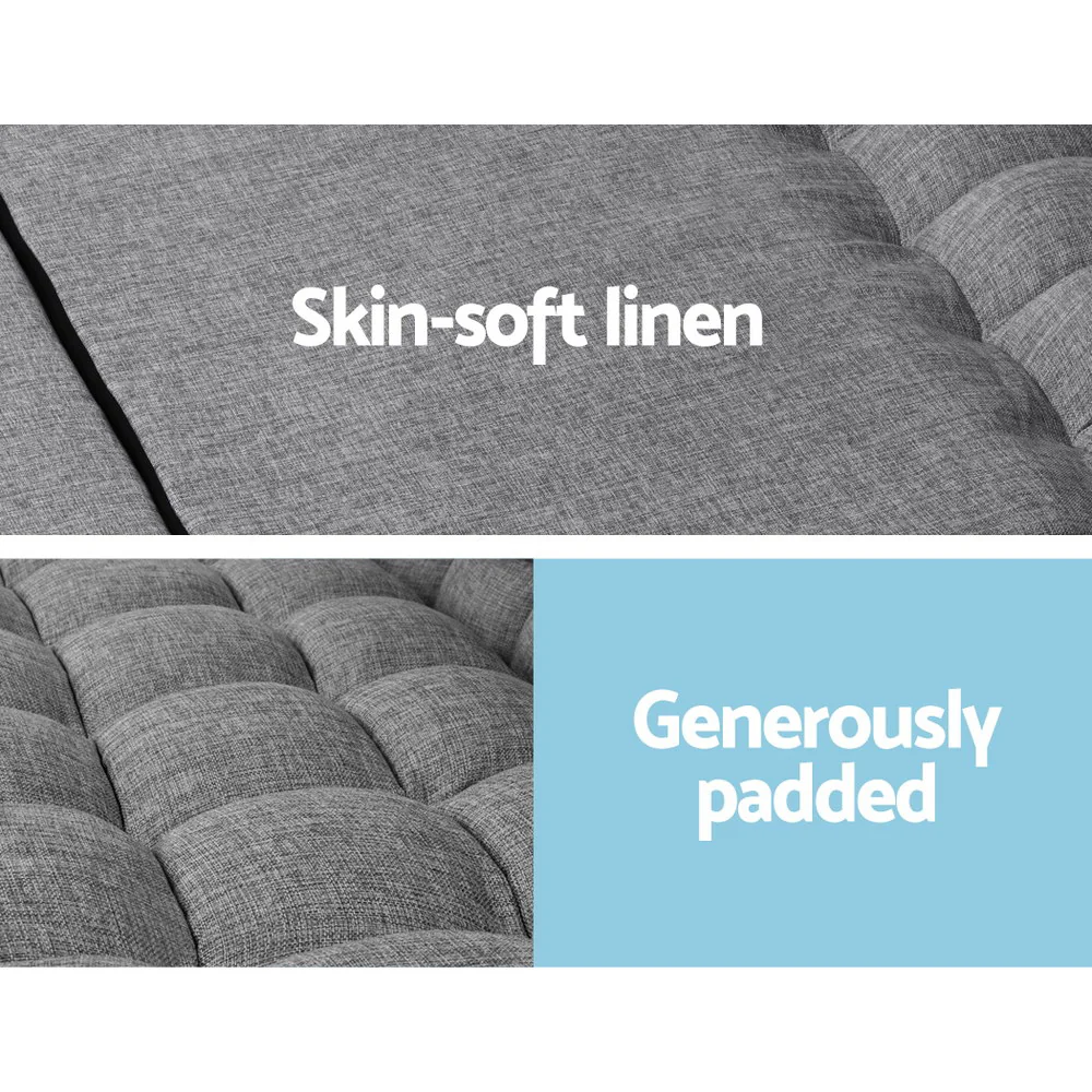 Artiss Lounge Sofa Bed 2-seater Grey Fabric - Image 8