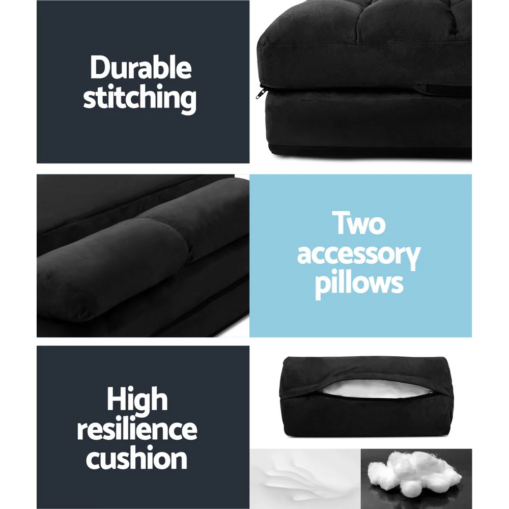 Artiss Lounge Sofa Bed 2-seater Charcoal Suede - Image 6