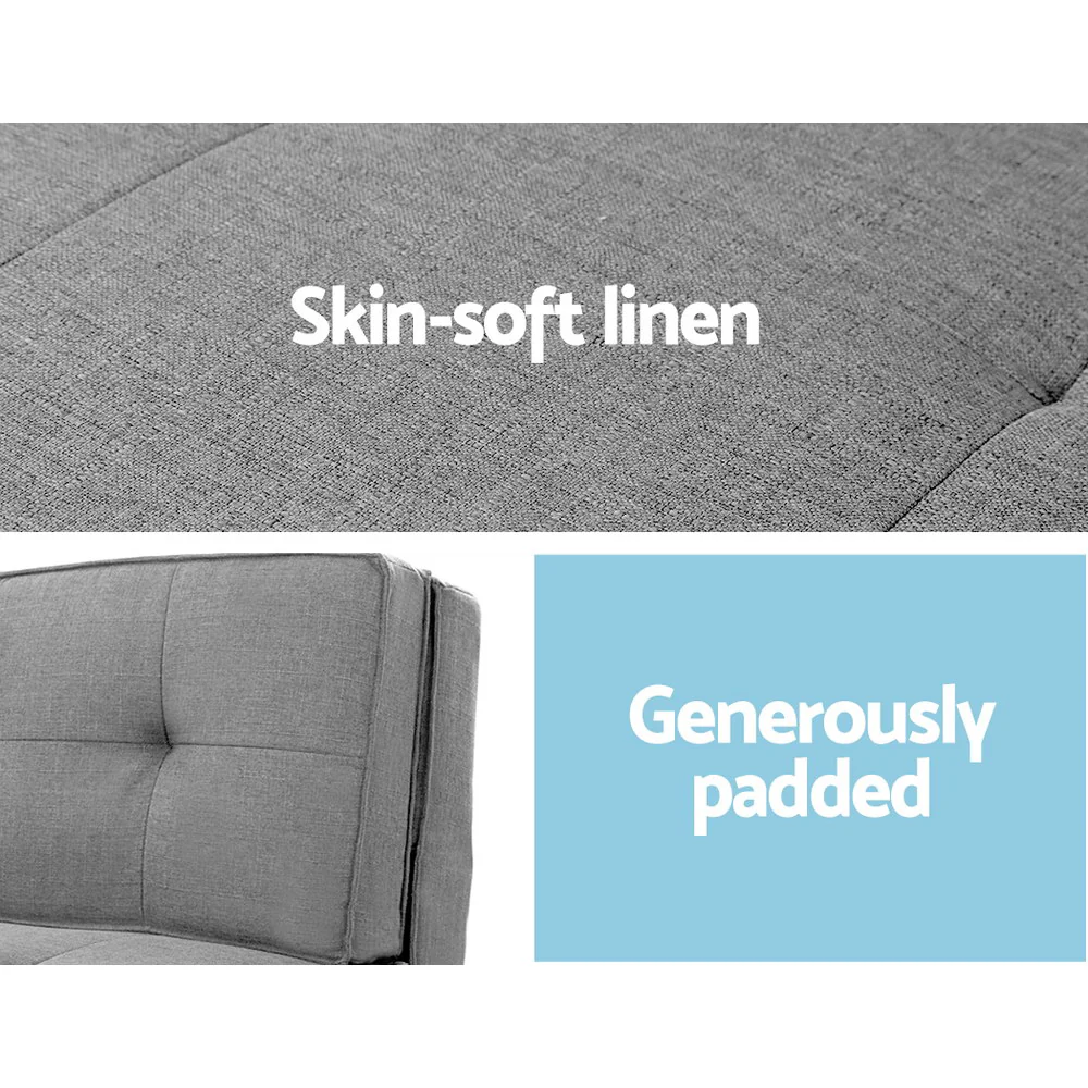 Artiss Floor Lounge Single Sofa Bed Grey Fabric - Image 5