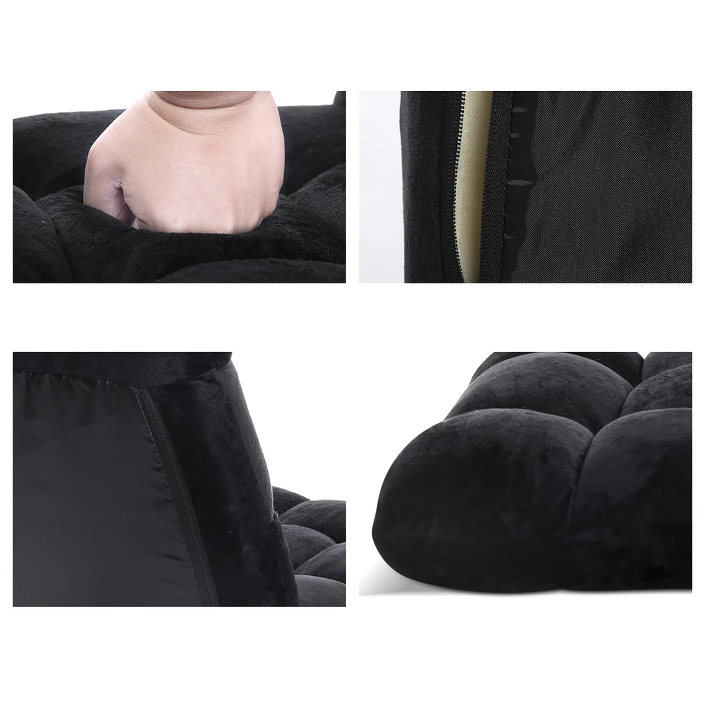 Artiss Lounge Sofa Bed Flannel Fabric Black - Image 3