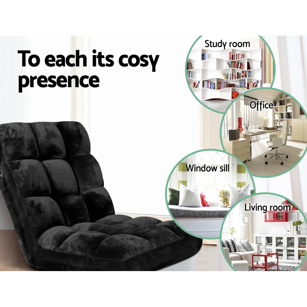 Artiss Lounge Sofa Bed Flannel Fabric Black - Image 6