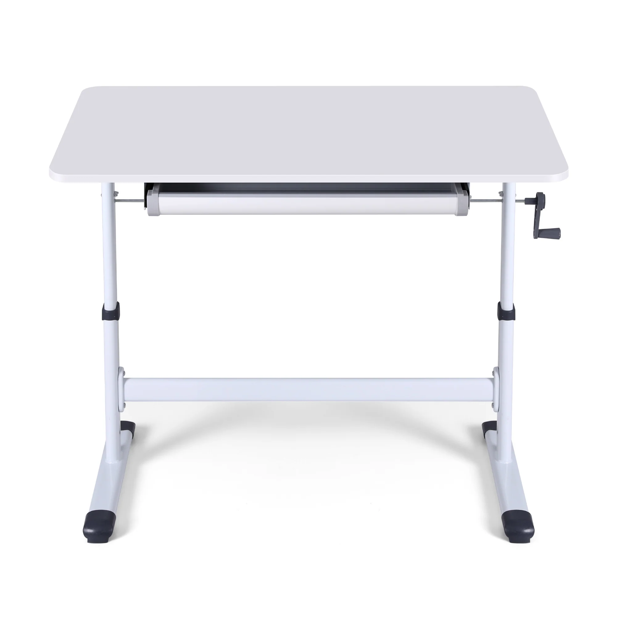 Artiss Manual Standing Desk Height Adjustable Workstation Computer Desks Study 100CM White - Image 4