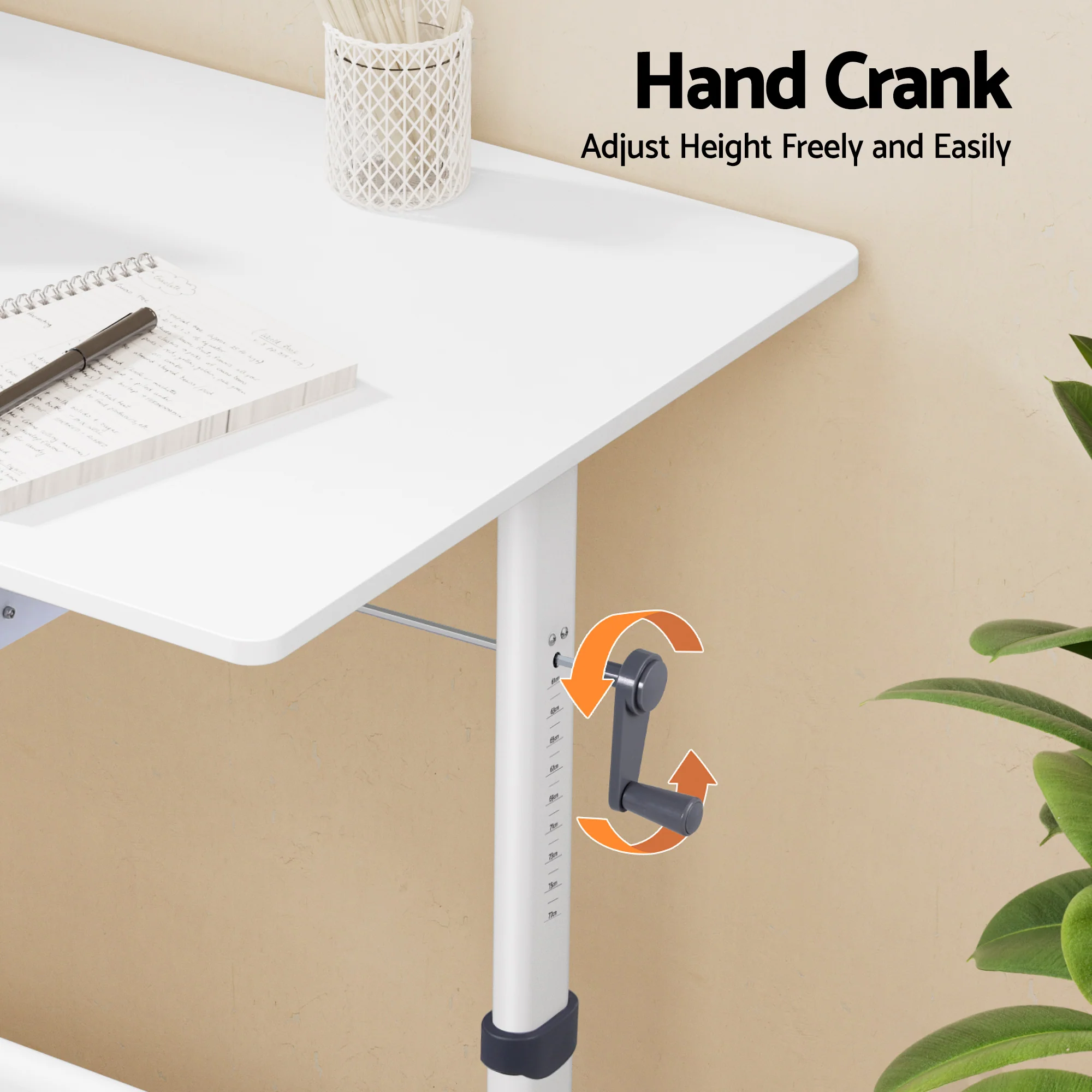 Artiss Manual Standing Desk Height Adjustable Workstation Computer Desks Study 100CM White - Image 5