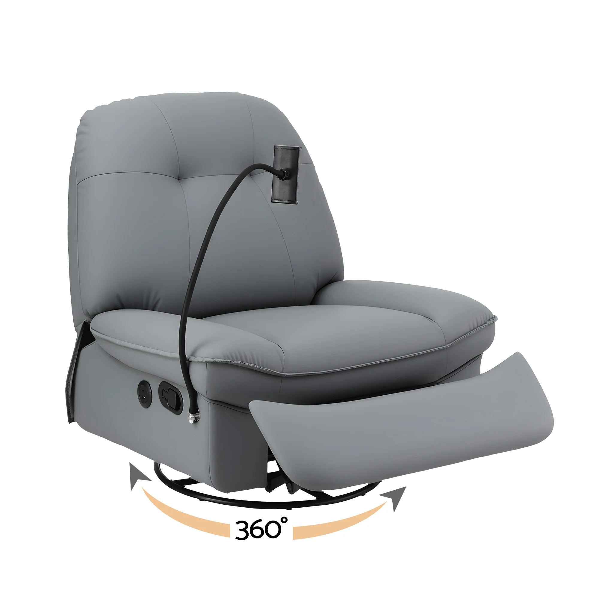 Artiss Manual Swivel Rocker Recliner with USB Ports Rocking Chair Nursery Sofa Lounge - Image 2