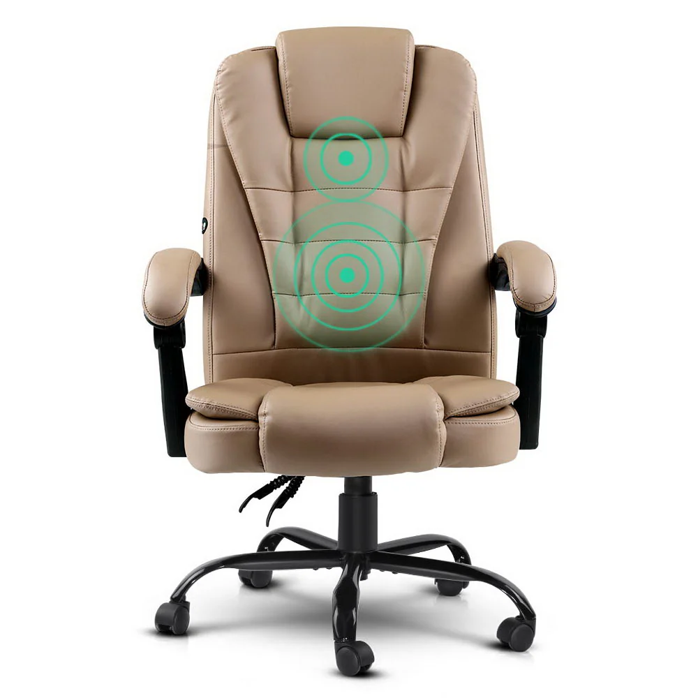 Artiss 2 Point Massage Office Chair PU Leather Espresso - Image 3