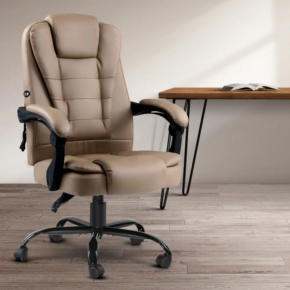 Artiss 2 Point Massage Office Chair PU Leather Espresso - Image 7