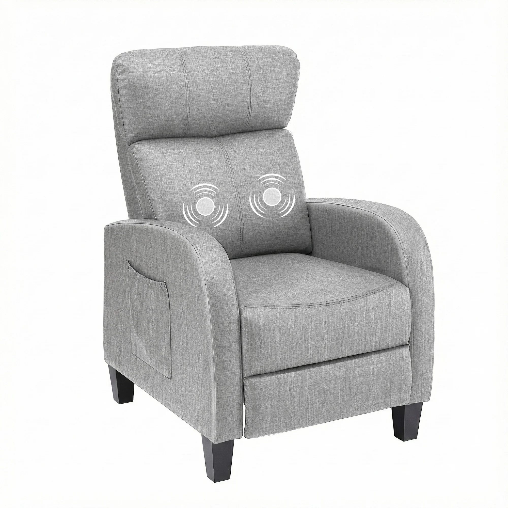 Artiss Massage Recliner Chair Small Recliner Sofa for Adults Fabric Grey - Image 2
