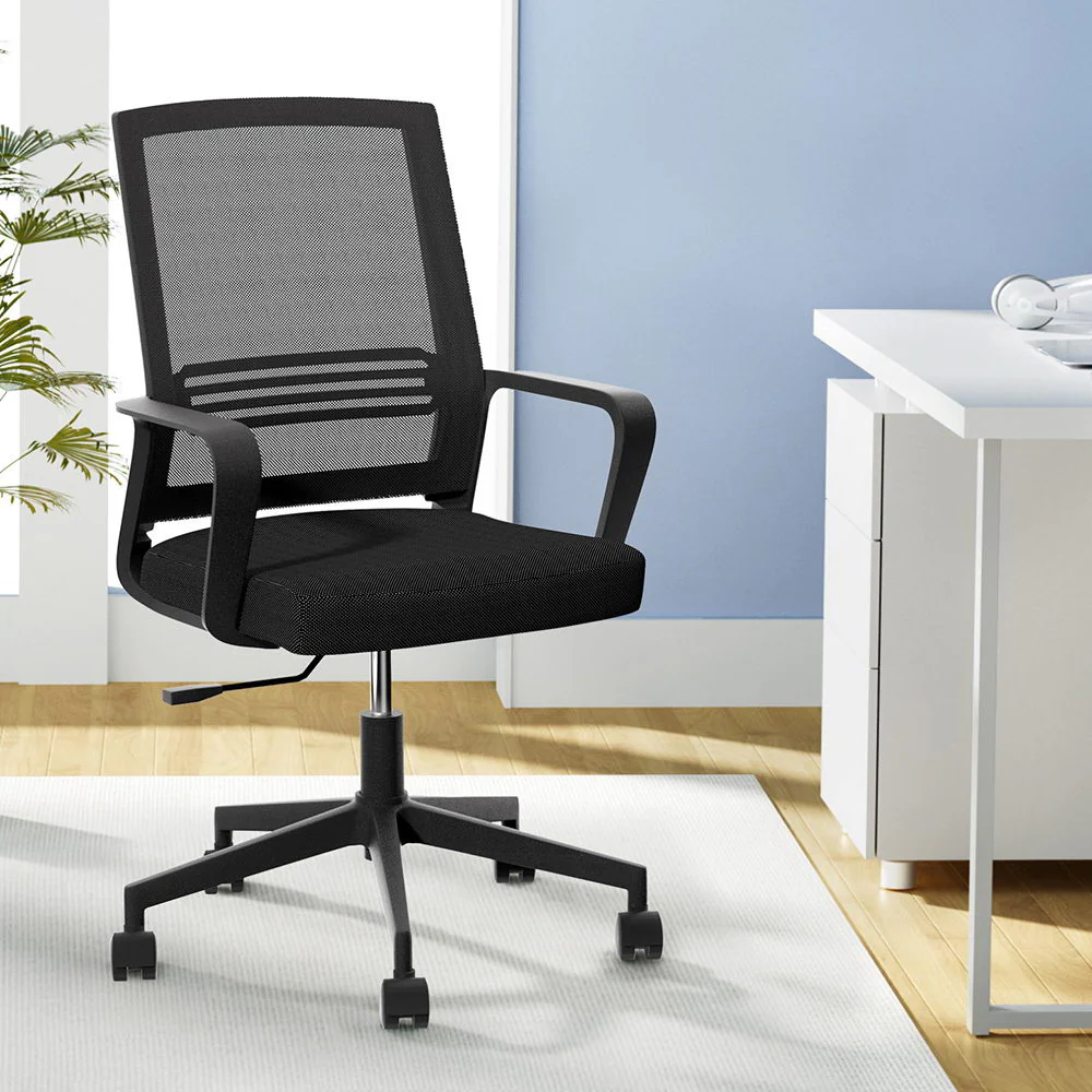 Artiss Mesh Office Chair Mid Back Black