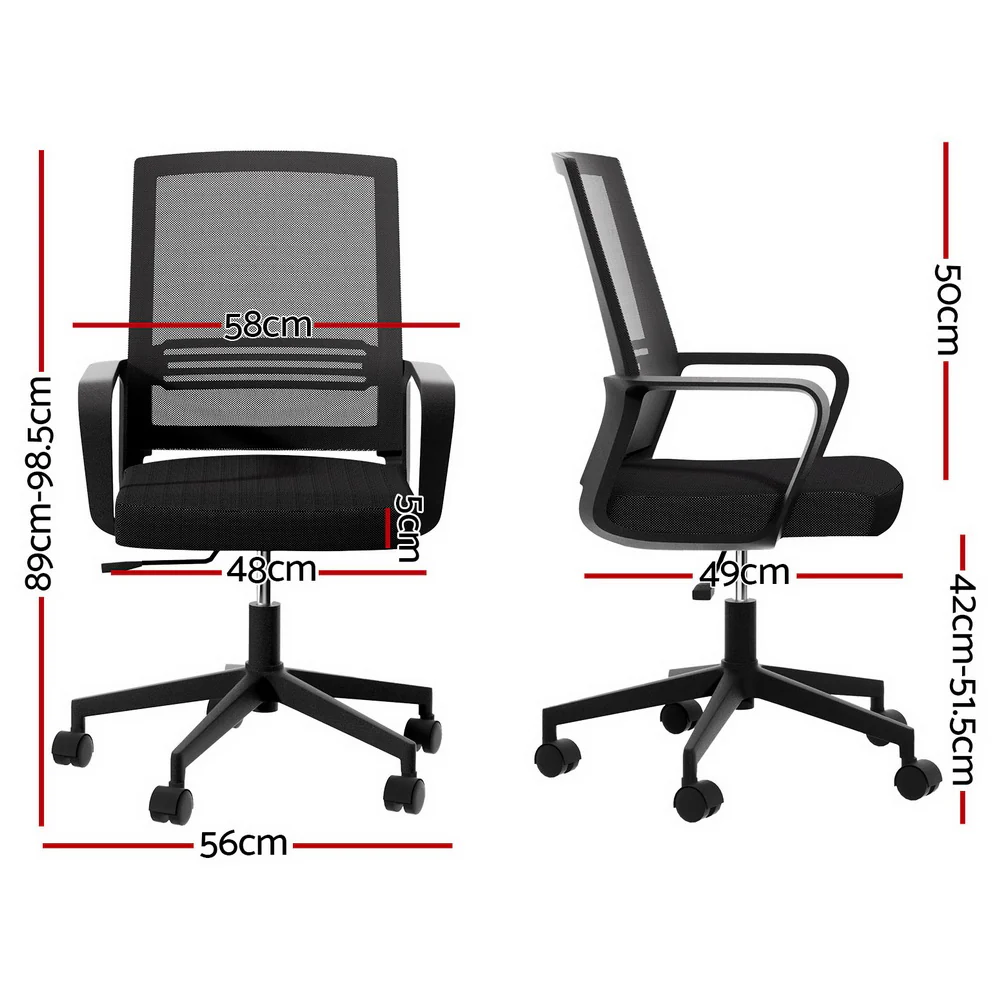 Artiss Mesh Office Chair Mid Back Black - Image 3