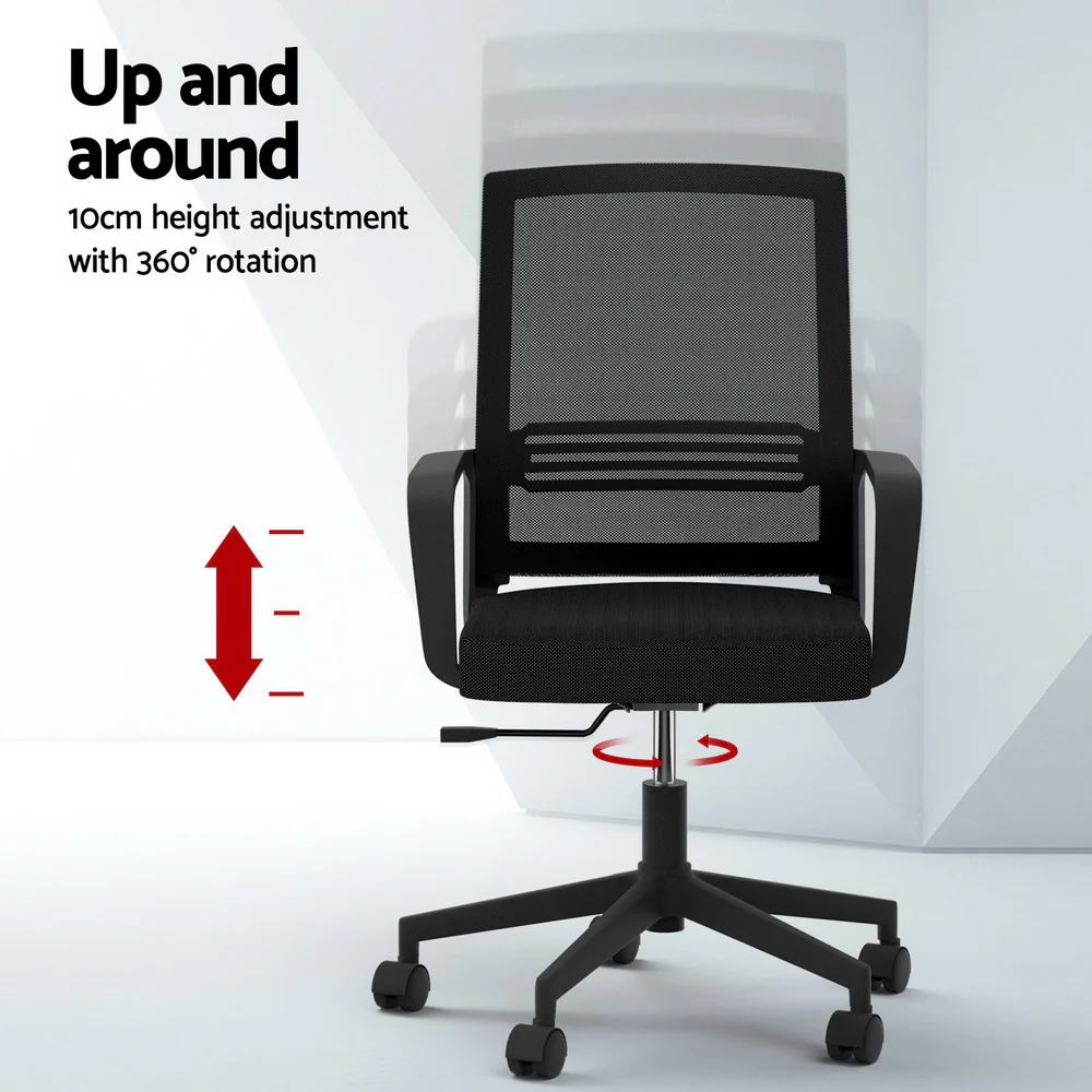 Artiss Mesh Office Chair Mid Back Black - Image 5