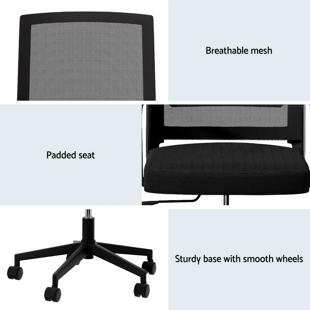 Artiss Mesh Office Chair Mid Back Black - Image 7