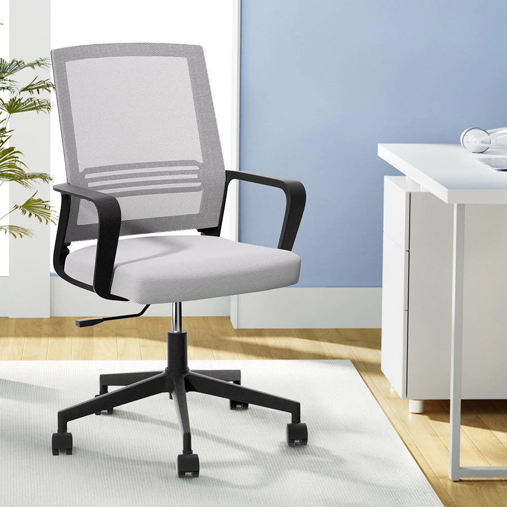 Artiss Mesh Office Chair Mid Back Grey