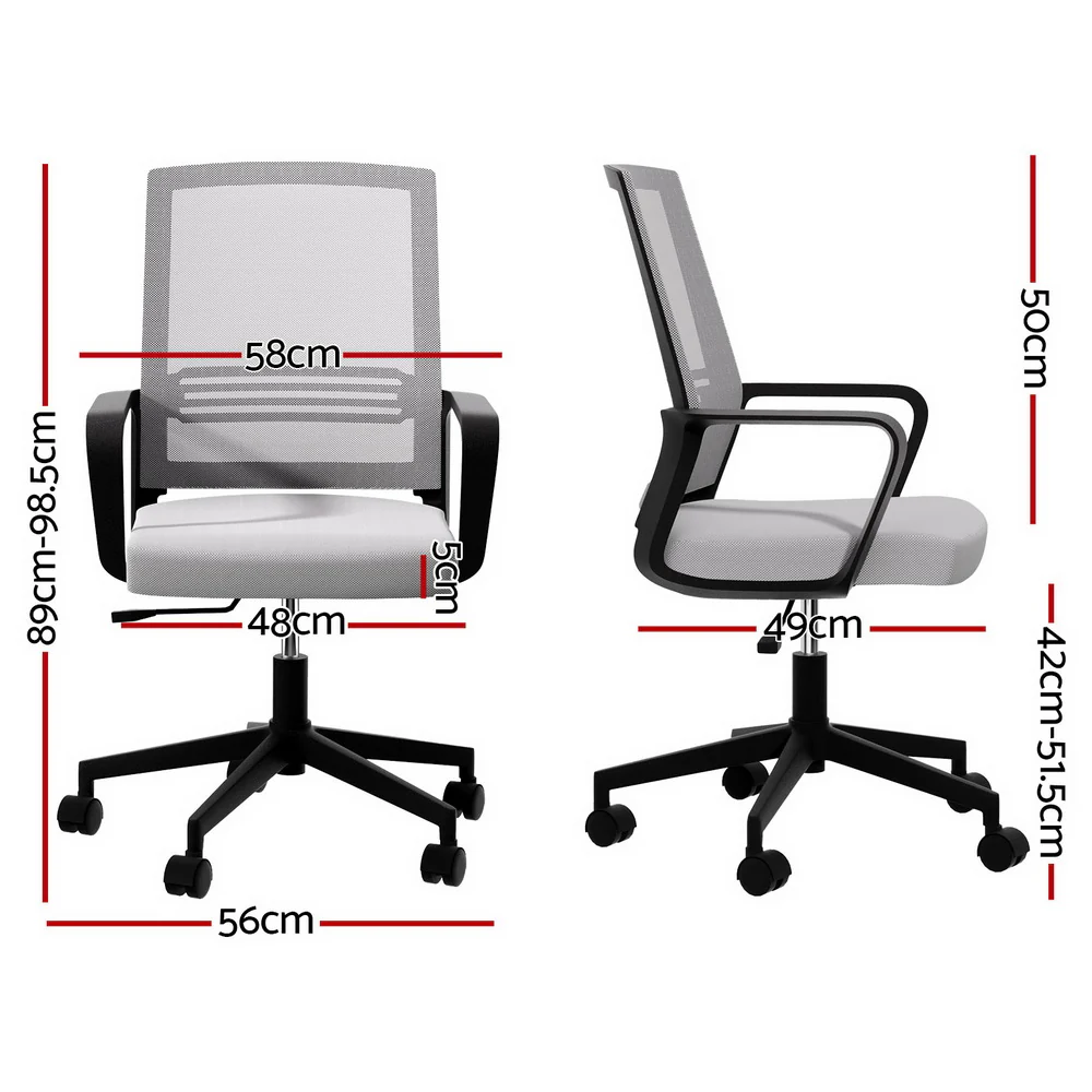 Artiss Mesh Office Chair Mid Back Grey - Image 3