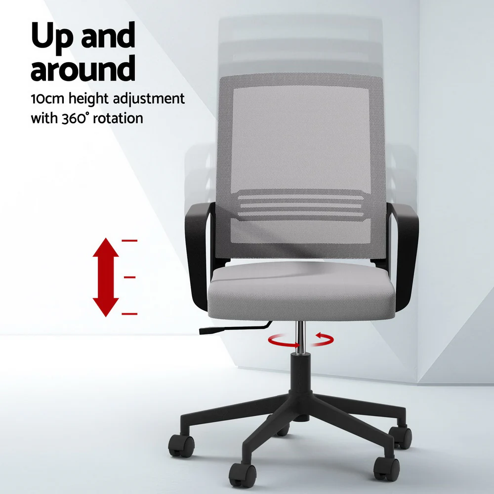 Artiss Mesh Office Chair Mid Back Grey - Image 5