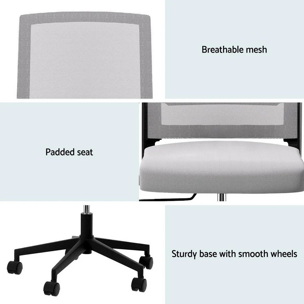 Artiss Mesh Office Chair Mid Back Grey - Image 7