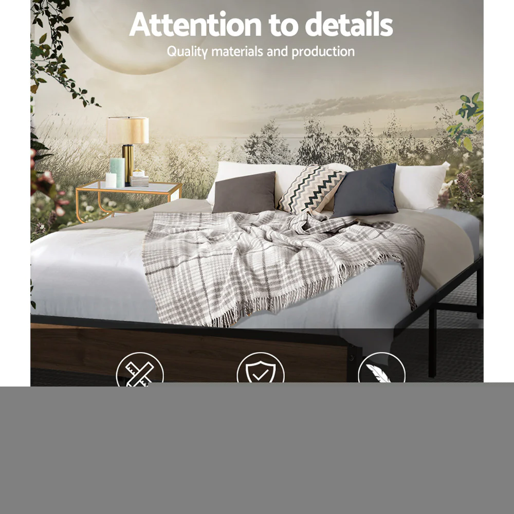 Artiss Bed Frame Metal Frame Bed Base OSLO - Double - Image 4