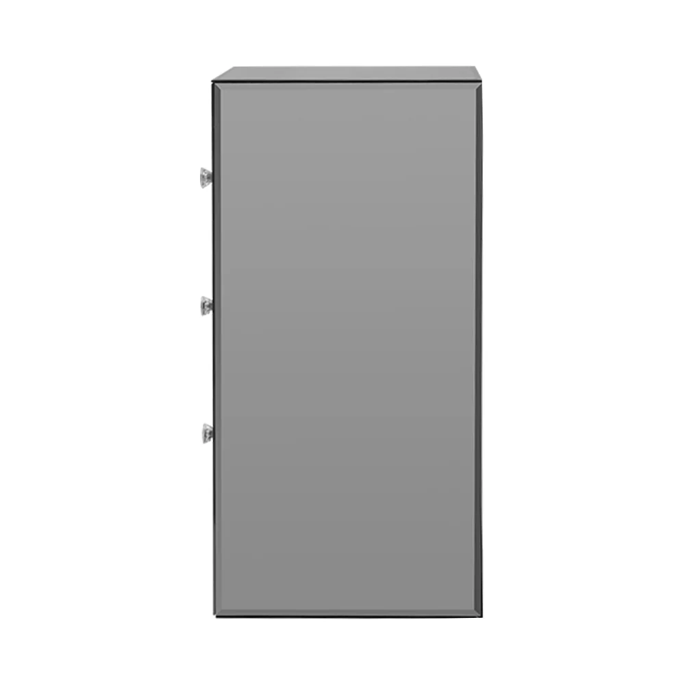 Artiss Bedside Table 3 Drawers Mirrored Glass - QUENN Grey - Image 4