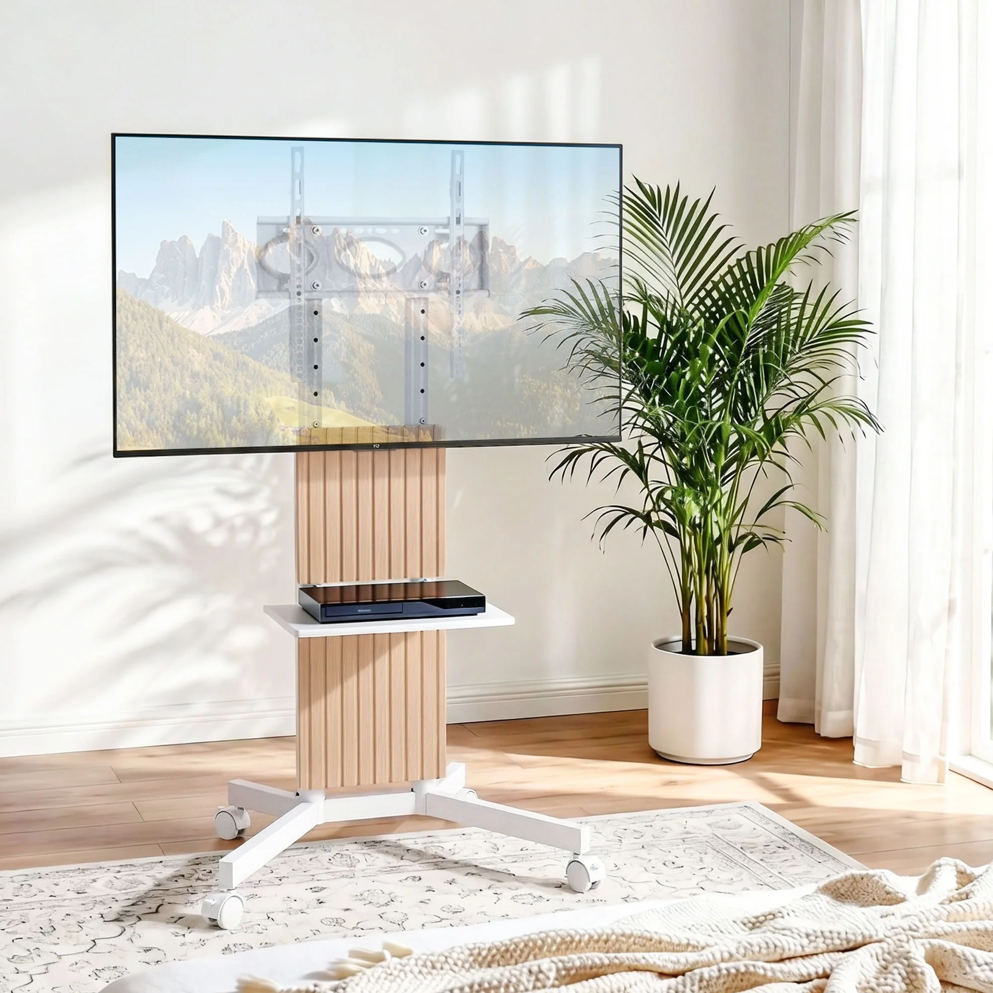 Artiss Mobile TV Floor Stand for 32-65 Mount Bracket Universal Adjustable Height with Wheels