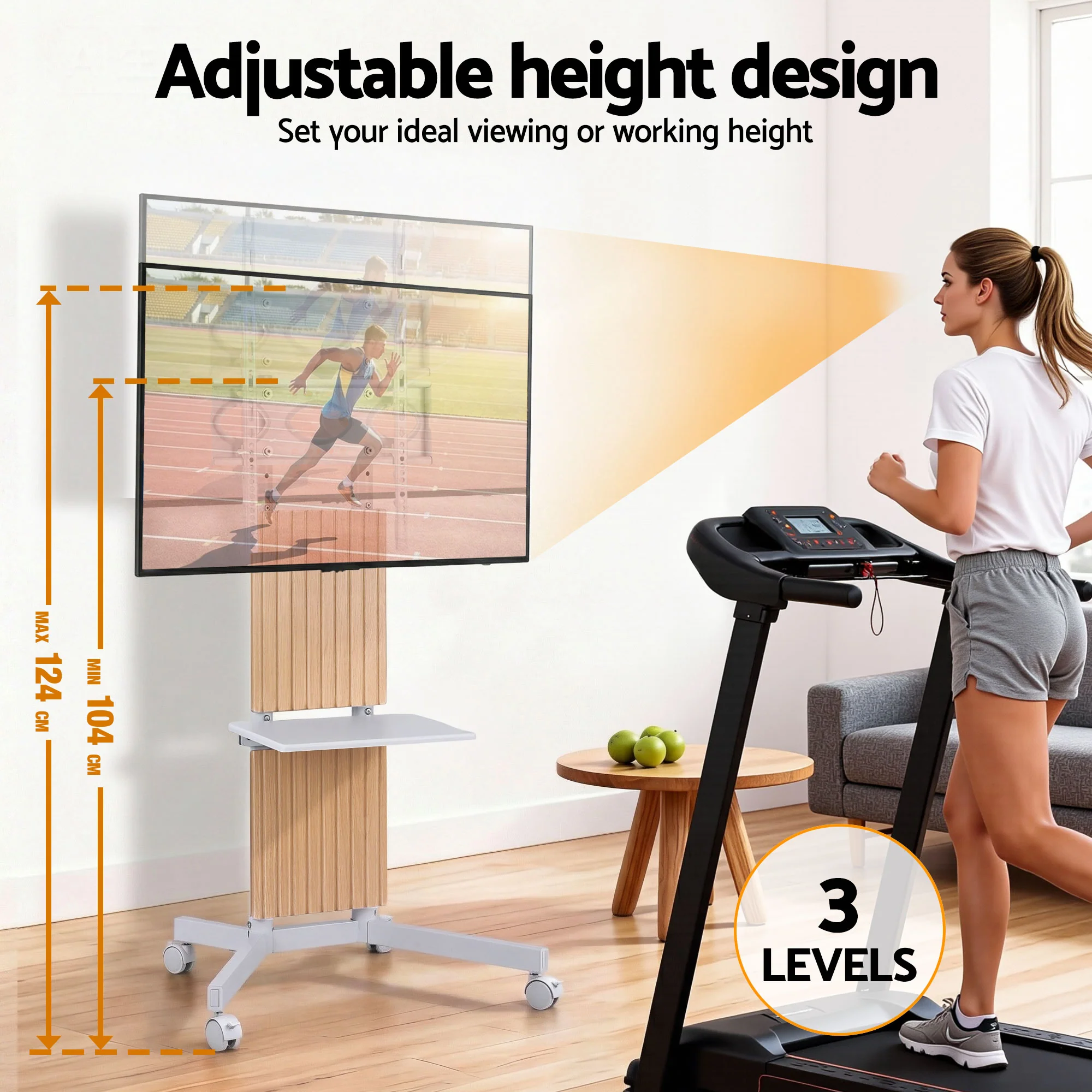 Artiss Mobile TV Floor Stand for 32-65 Mount Bracket Universal Adjustable Height with Wheels - Image 7